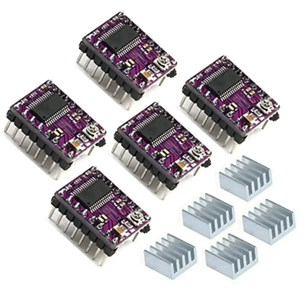 Five Pack DRV8825 Stepper Motor Driver Module For 3D Printers RepRap RAMPS 1.4 StepStick Compatible, Enhanced Heat Dissipation PCB, 3.3V And 5V Interfaces, Simple Step And Direction Control