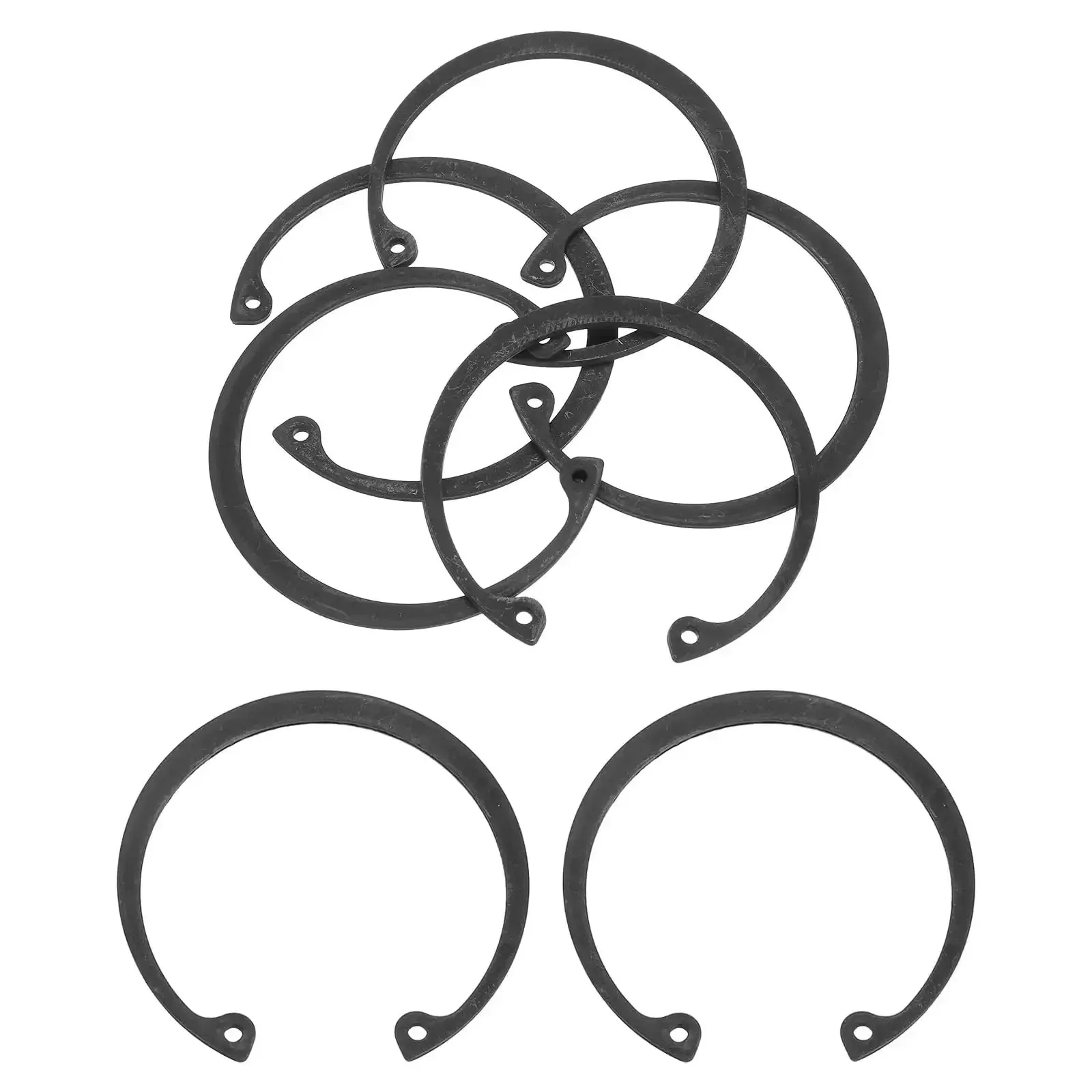 Five Pack Internal Retaining Ring Circlip Set 2.52 Inch Outer Diameter 2.25 Inch Inner Hole 0.08 Inch Thick 65Mn Spring Steel With Black Oxide Finish For Grooved Shafts And Studs