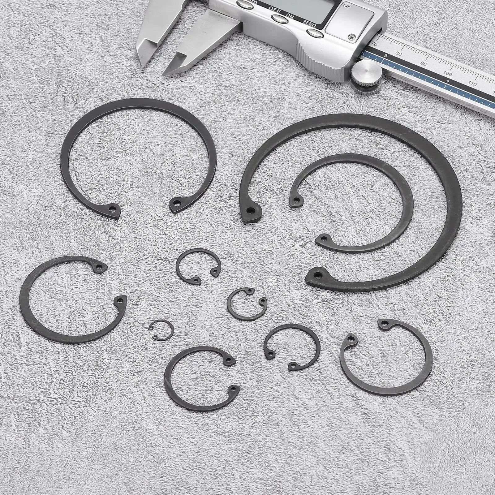 Five Pack Internal Retaining Ring Circlip Set 2.52 Inch Outer Diameter 2.25 Inch Inner Hole 0.08 Inch Thick 65Mn Spring Steel With Black Oxide Finish For Grooved Shafts And Studs - Image 4