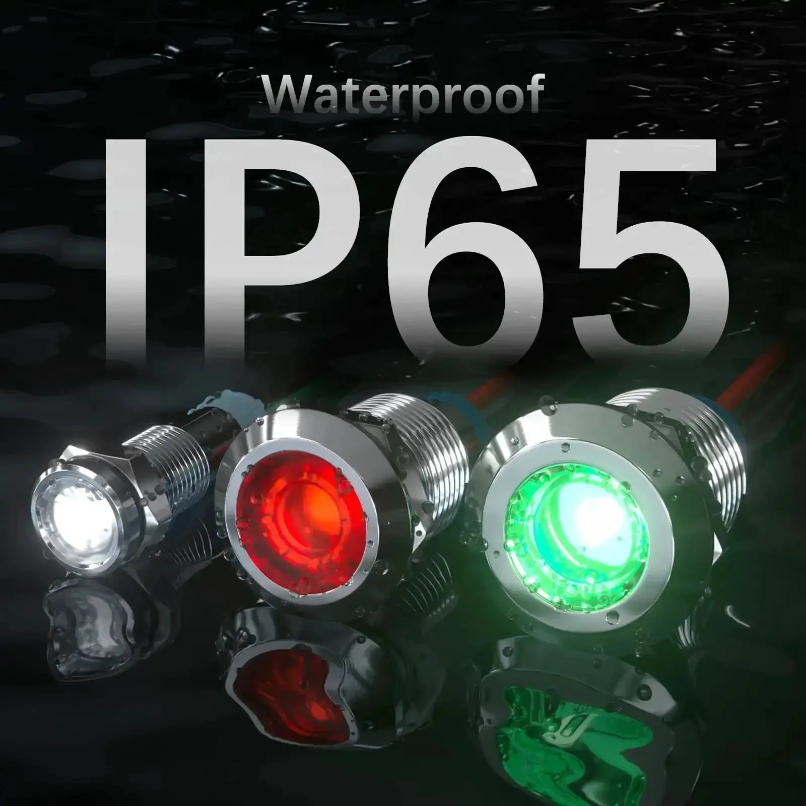 Five Pack LED Indicator Lights 12V to 24V Waterproof IP65 Metal Signal Lamps with 10mm Mounting Hole and 150mm Wires for Cars Trucks Boats Multicolor Red Yellow Blue Green White Durable Automotive Indicator Lamp Set - Image 5