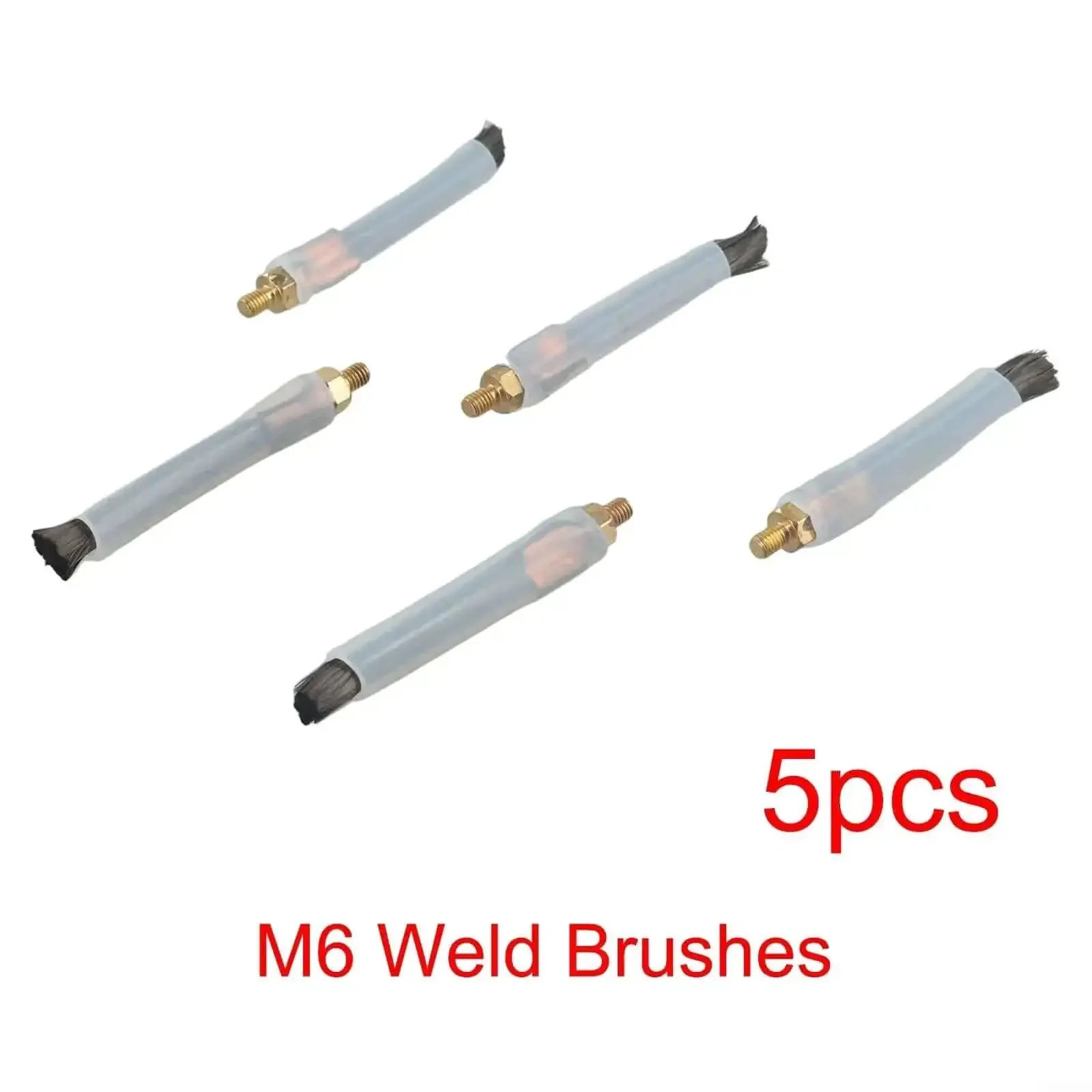 Five Pack M6 Welding Brushes For Seam Bead Cleaning And Joint Prep With Tough As Nails Carbon Fiber Conductive Brush Heads And Silicone Sleeve Acid Alkali Resistant Polisher Cleaner Tool 80mm Bristle Length For Industrial Welding - Image 2