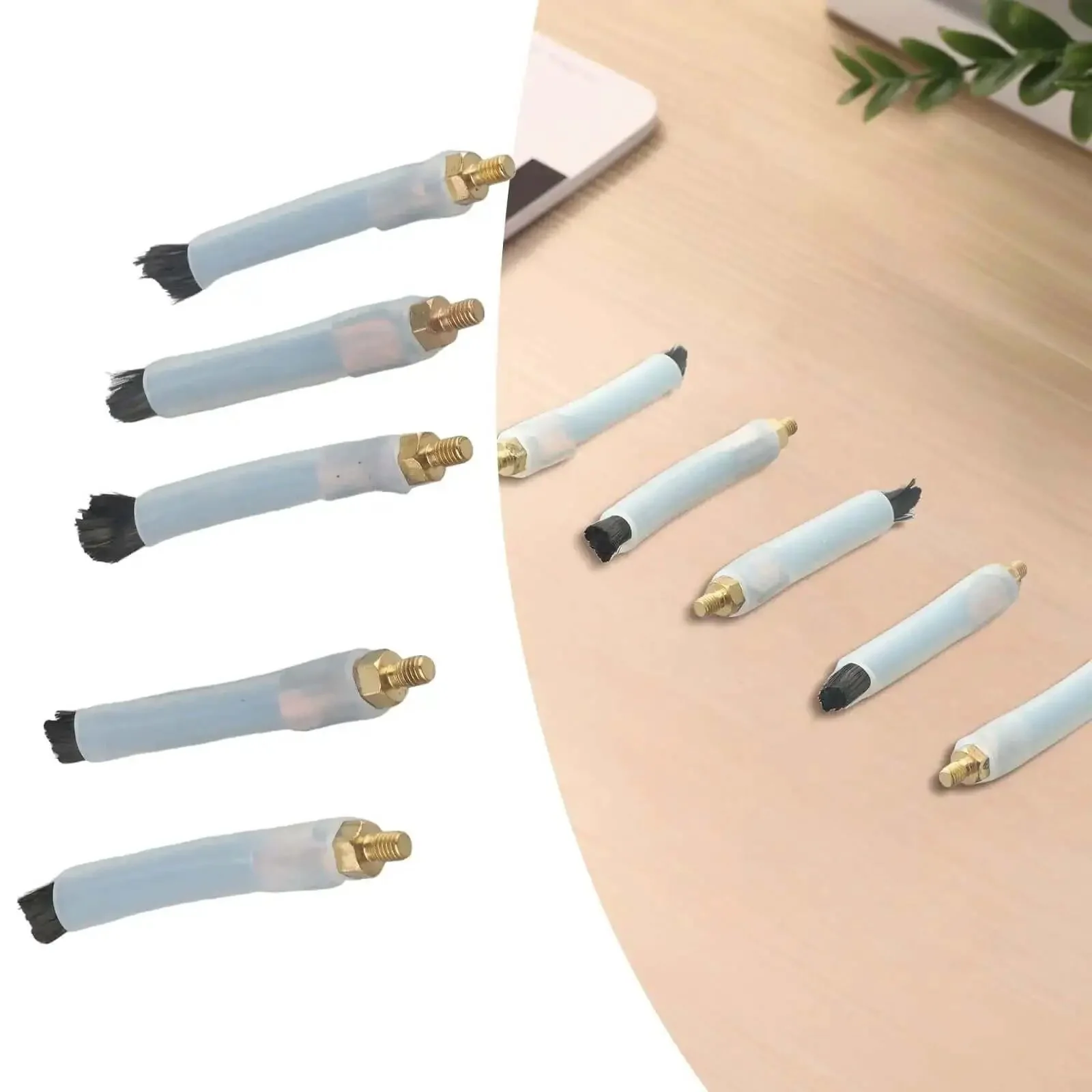 Five Pack M6 Welding Brushes For Seam Bead Cleaning And Joint Prep With Tough As Nails Carbon Fiber Conductive Brush Heads And Silicone Sleeve Acid Alkali Resistant Polisher Cleaner Tool 80mm Bristle Length For Industrial Welding - Image 3