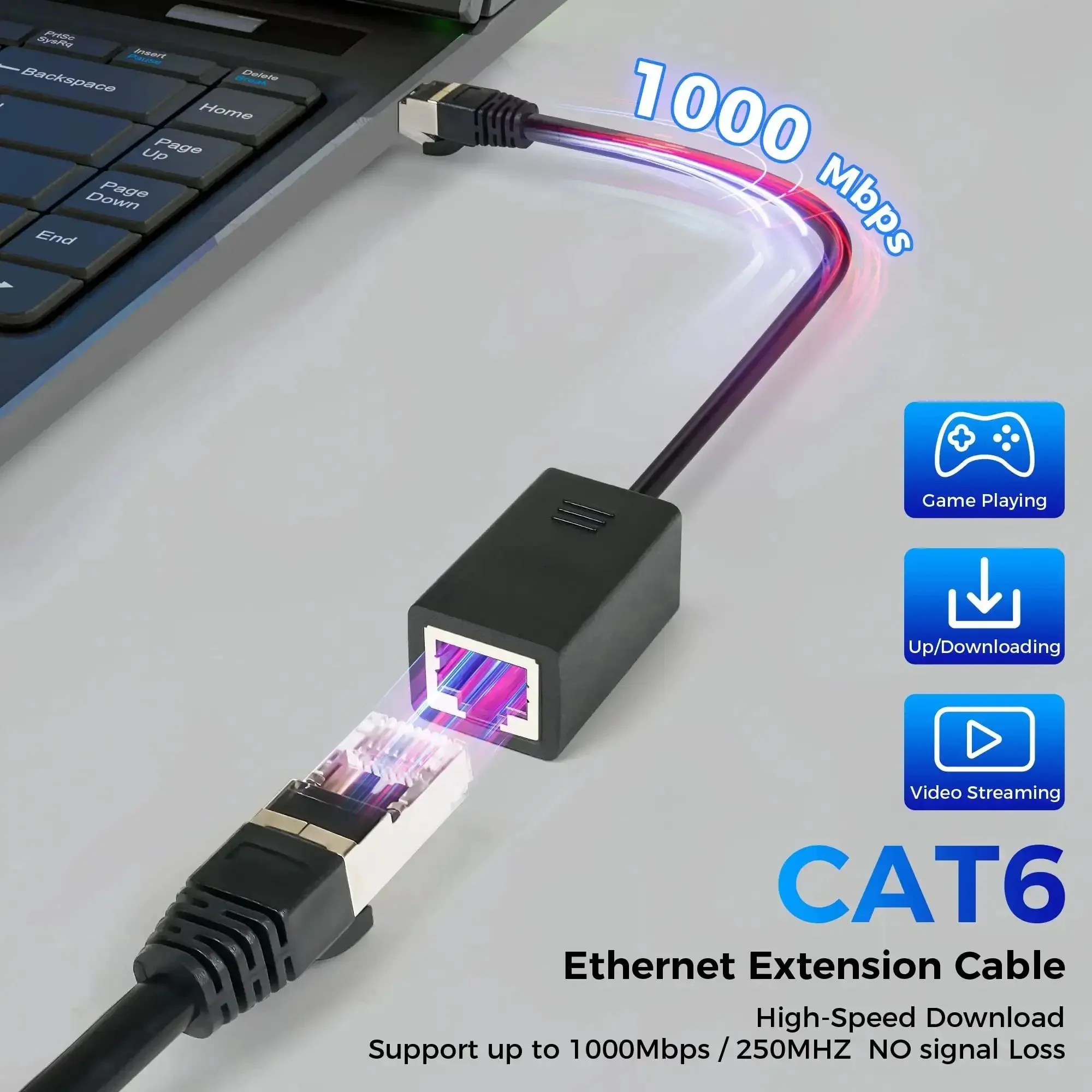 Five Pack Multi Angle Cat6 Ethernet Extension Cables With Up Down Left Right Straight Angles For A Kink Free Setup Shielded FTP RJ45 Patch Cords Male To Female Connectors Backward Compatible With Cat5e Cat5 0.6 Feet - Image 5