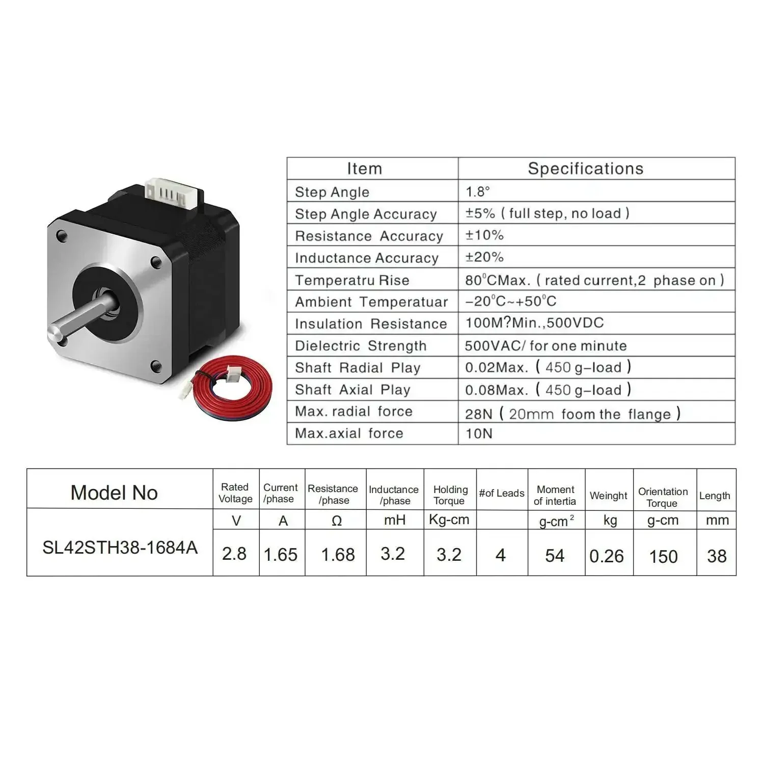 Five Pack Nema 17 Stepper Motors 17HS4401 Two Phase Bipolar 1.5A 59.5oz.in 42x42x38mm 4 Wire Cable One Meter For 3D Printers Beefy Torque Quiet Performance Great For DIY CNC Projects And 3D Printers Seeking Smooth Quiet High Precision Motion - Image 5