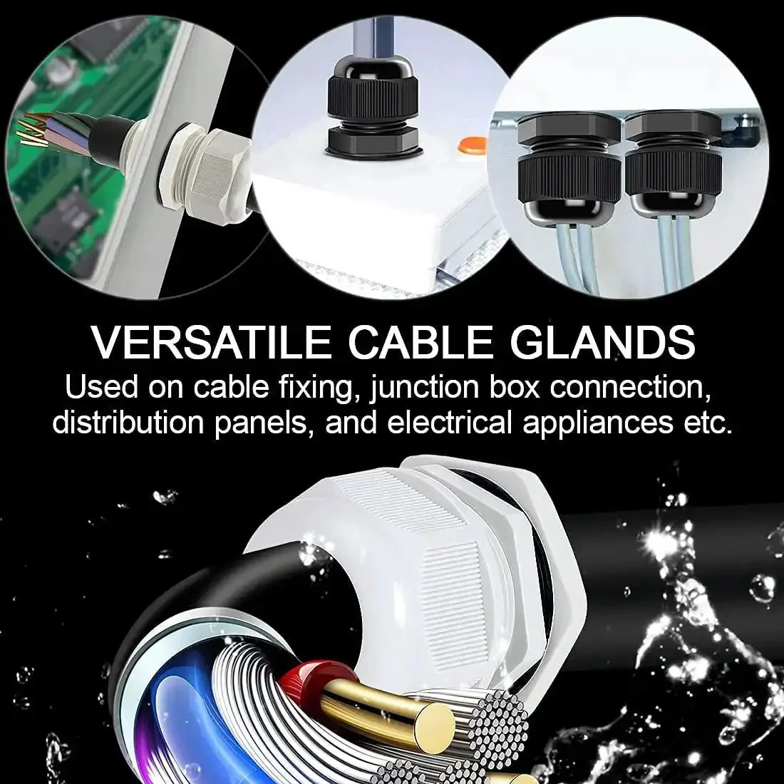 Five Pack NPT One Half Inch Cable Glands Waterproof And Adjustable For Cables And Wires From Six To Twelve Millimeter Grey Nylon Joints With Gaskets For Electrical Enclosures And Weatherproof Wiring Projects - Image 3
