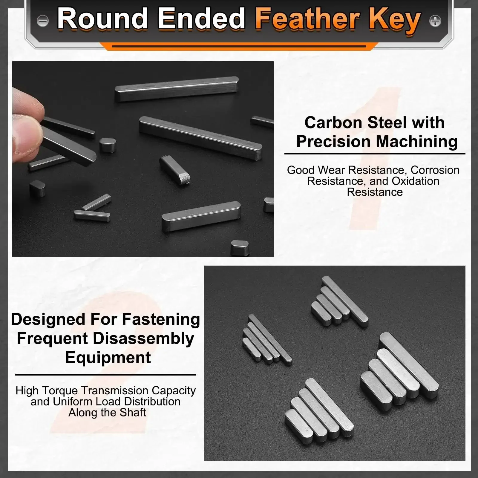 Five Pack Round Ended Feather Keys, 5 x 5 x 16mm Carbon Steel Shaft Key Stock For Parallel Drive Keyways And Machine Keyways, Durable Fastening Connection For Shafts And Gear Assemblies - Image 5
