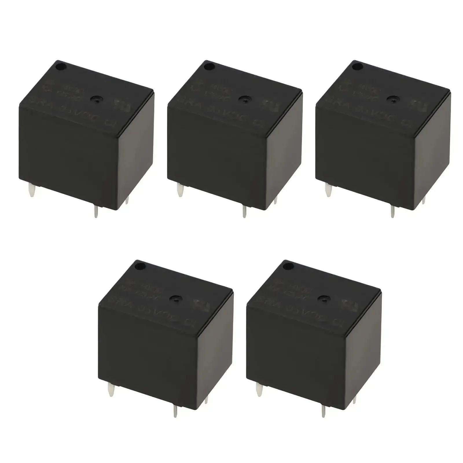 Five Pack SRA-05VDC-CL Mini Power Relays With 5V DC Coils SPDT Contacts 20A At 14V DC And 10A At 125VAC Built For Tight Spaces Compact PCB Mount General Purpose And Auto Relay Kit
