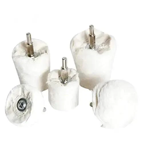 Five Pack White Flannelette Polishing Pad Buffing Wheel Kit Pro Grade Buffing Tools For Metal Aluminum Stainless Steel Chrome Wood Plastic Ceramic Glass Jewelry Fabrics Cotton Machine Finishing