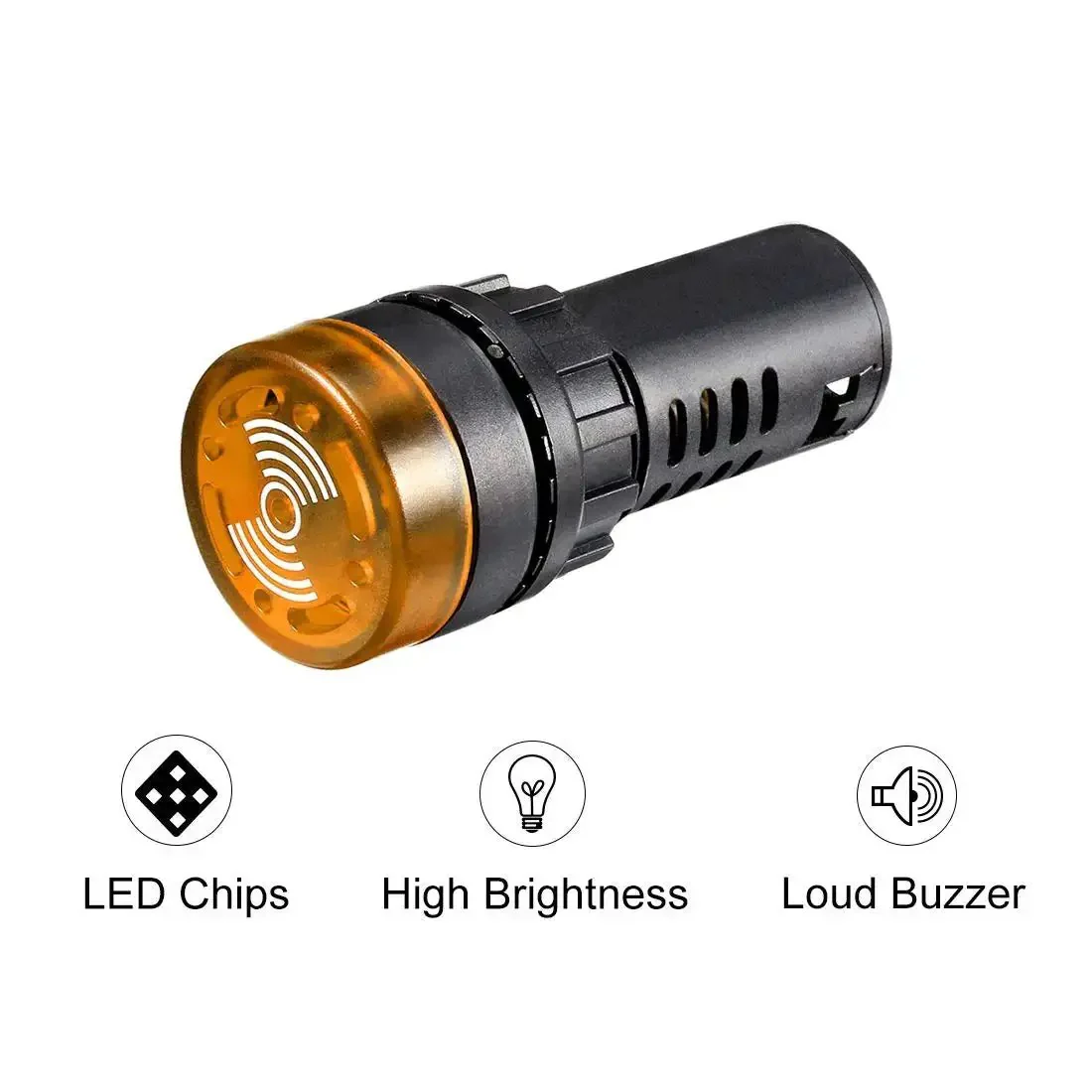 Five Pack Yellow Indicator Light With Buzzer AC And DC 24V, 22mm Panel Mount Flashing Alarm For Electrical Control Panels HVAC DIY Projects High Brightness Loud Buzzer Easy Install - Image 4