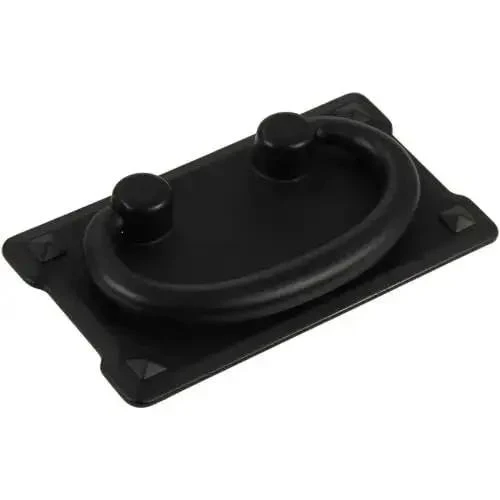 Five Piece Bail Pull Backplates Set With Matte Black Finish And Screws, 3-3/4 Inch Total Length, Center-To-Center 3 Inches And 1-1/4 Inch, Zinc Alloy Build For Tough, Long-Lasting Use, 51 mm Wide By 22 mm High, 5/32 Inch Thread