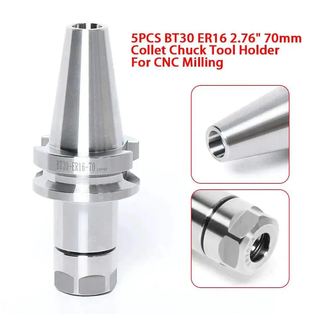 Five Piece BT30 ER16 Collet Chuck Tool Holder Set for CNC Mills and Drills, 2.76 Inch 70mm Shank, ER16 Precision Chucks, 0.003 to 0.005 mm Runout, 12000 RPM, Cr40 Steel Construction Built to Last - Image 6