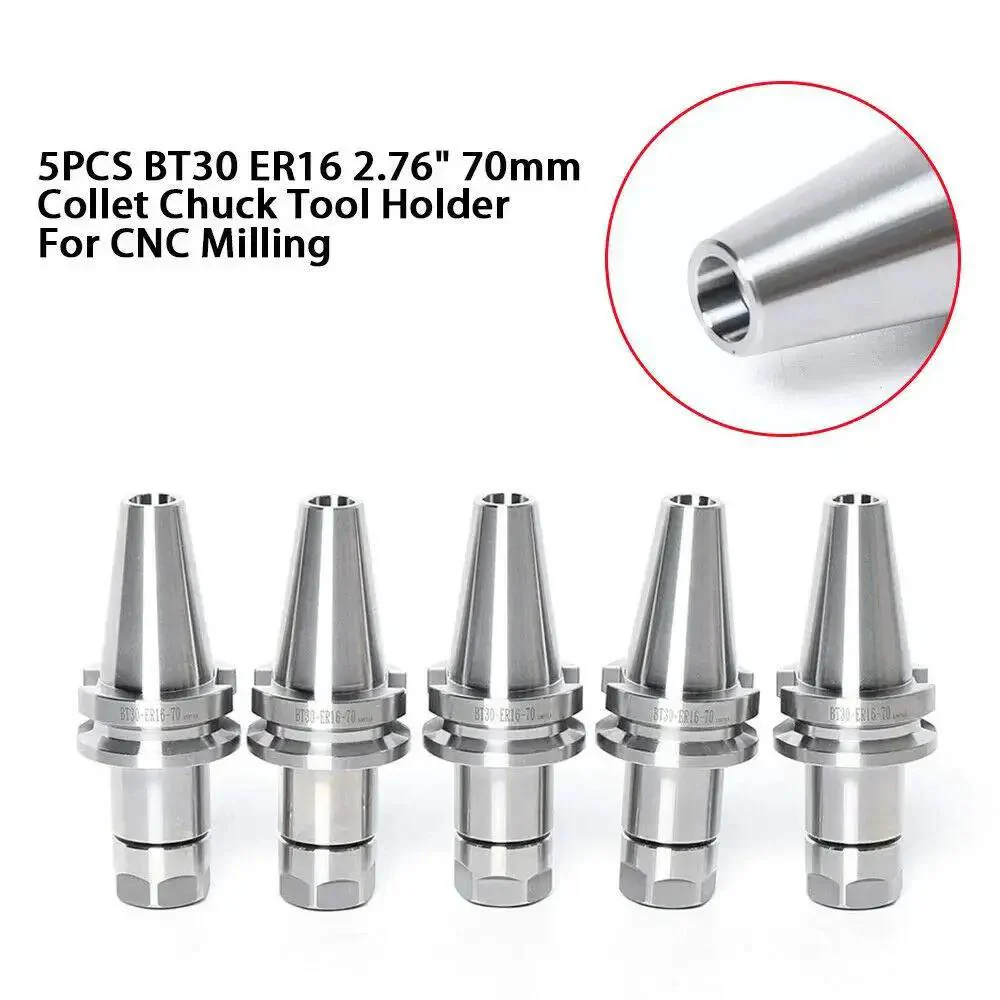 Five Piece BT30 ER16 Collet Chuck Tool Holder Set for CNC Mills and Drills, 2.76 Inch 70mm Shank, ER16 Precision Chucks, 0.003 to 0.005 mm Runout, 12000 RPM, Cr40 Steel Construction Built to Last - Image 8