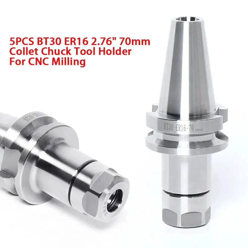 Five Piece BT30 ER16 Collet Chuck Tool Holder Set for CNC Mills and Drills, 2.76 Inch 70mm Shank, ER16 Precision Chucks, 0.003 to 0.005 mm Runout, 12000 RPM, Cr40 Steel Construction Built to Last - Image 9