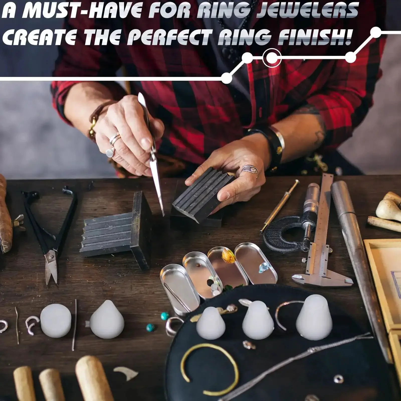 Five Piece Coin Ring Making Tools Folding Cone Set Including One Quarter Inch One Half Inch Five Eighths Inch And Three Fourths Inch Dies With Spacer Disc For Deep Mold Casting And Precise Hole Expansion In Jewelry Making Gear Must Have - Image 3