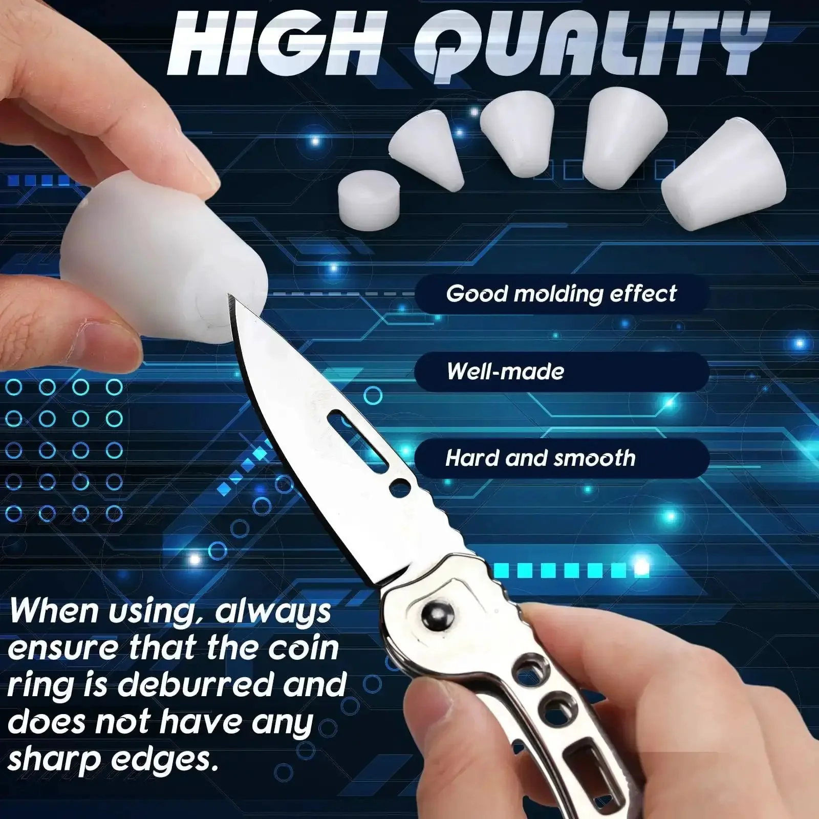 Five Piece Coin Ring Making Tools Folding Cone Set Including One Quarter Inch One Half Inch Five Eighths Inch And Three Fourths Inch Dies With Spacer Disc For Deep Mold Casting And Precise Hole Expansion In Jewelry Making Gear Must Have - Image 4
