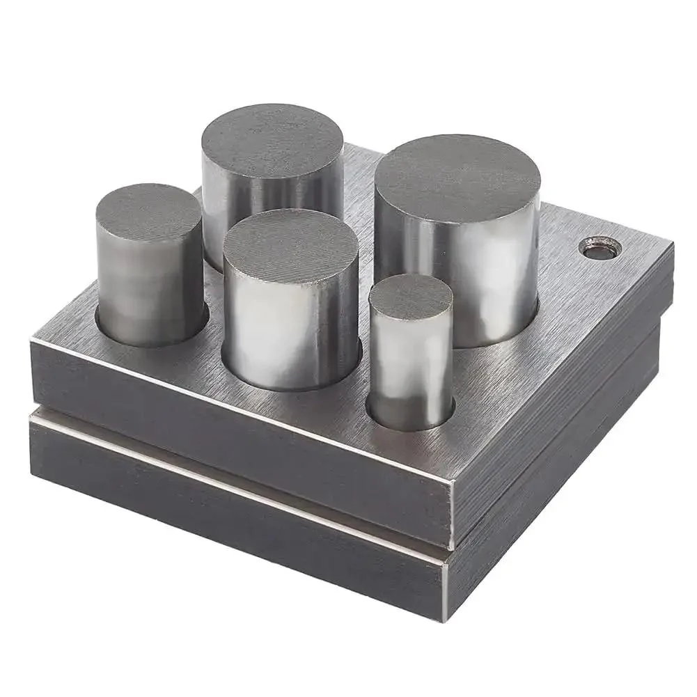 Five Piece Disc Cutter Set With Five Round Punch Sizes One Half Inch, Five Eighths Inch, Three Quarters Inch, Seven Eighths Inch, And One Inch For Jewelry Making And Metal Forming, Durable High Quality Steel Construction, DIY Ready For Charms And Beads