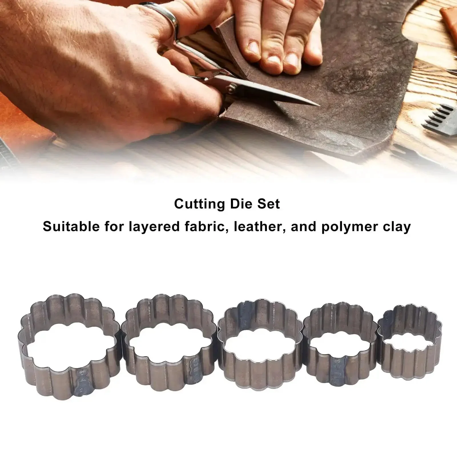 Five Piece Flower Shaped Leather Cutter Set With Alloy Steel Hollow Punch Tools Ranging From 30mm To 50mm Perfect For Handmade DIY Leather Craft And Leatherworking Projects - Image 6