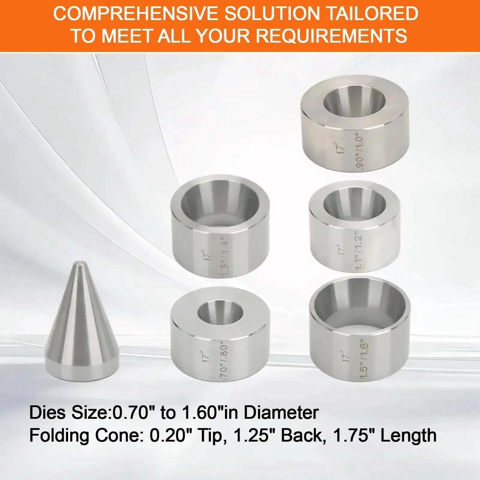 Five Piece Folding And Reduction Die Set With Heavy Duty Stainless Steel Stabilizer And Folding Cone Dies For Coin Making Pro Level Metal Forming Kit For Stable Smooth Blank Production - Image 4