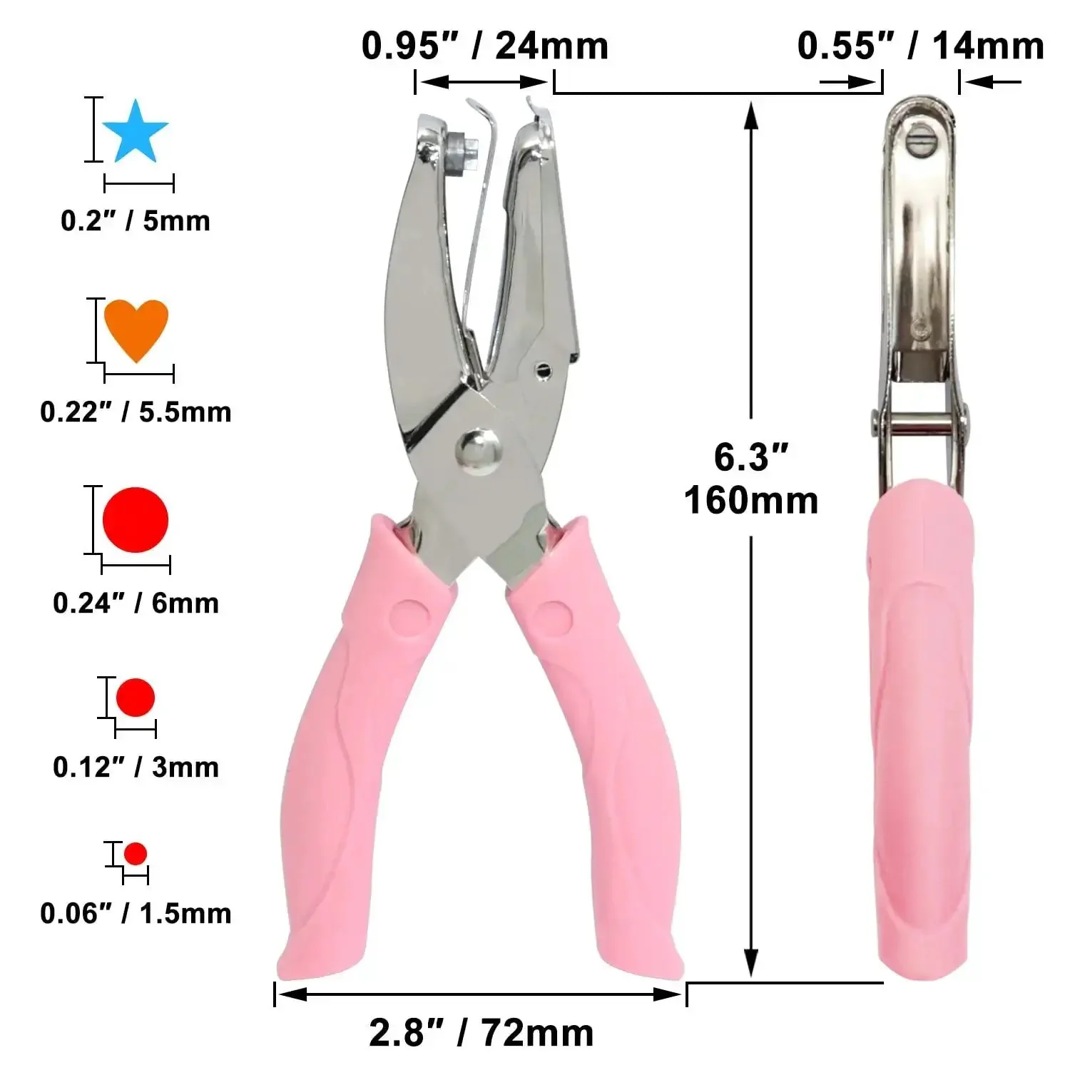 Five Piece Handheld Paper Punch Set With Plastic Handle, Metal Tag Punches For Heart, Circle, Star Shapes, DIY Craft Tags, Easy Hole Puncher Kit For Scrapbooking, Card Making, And Gift Tags - Image 7
