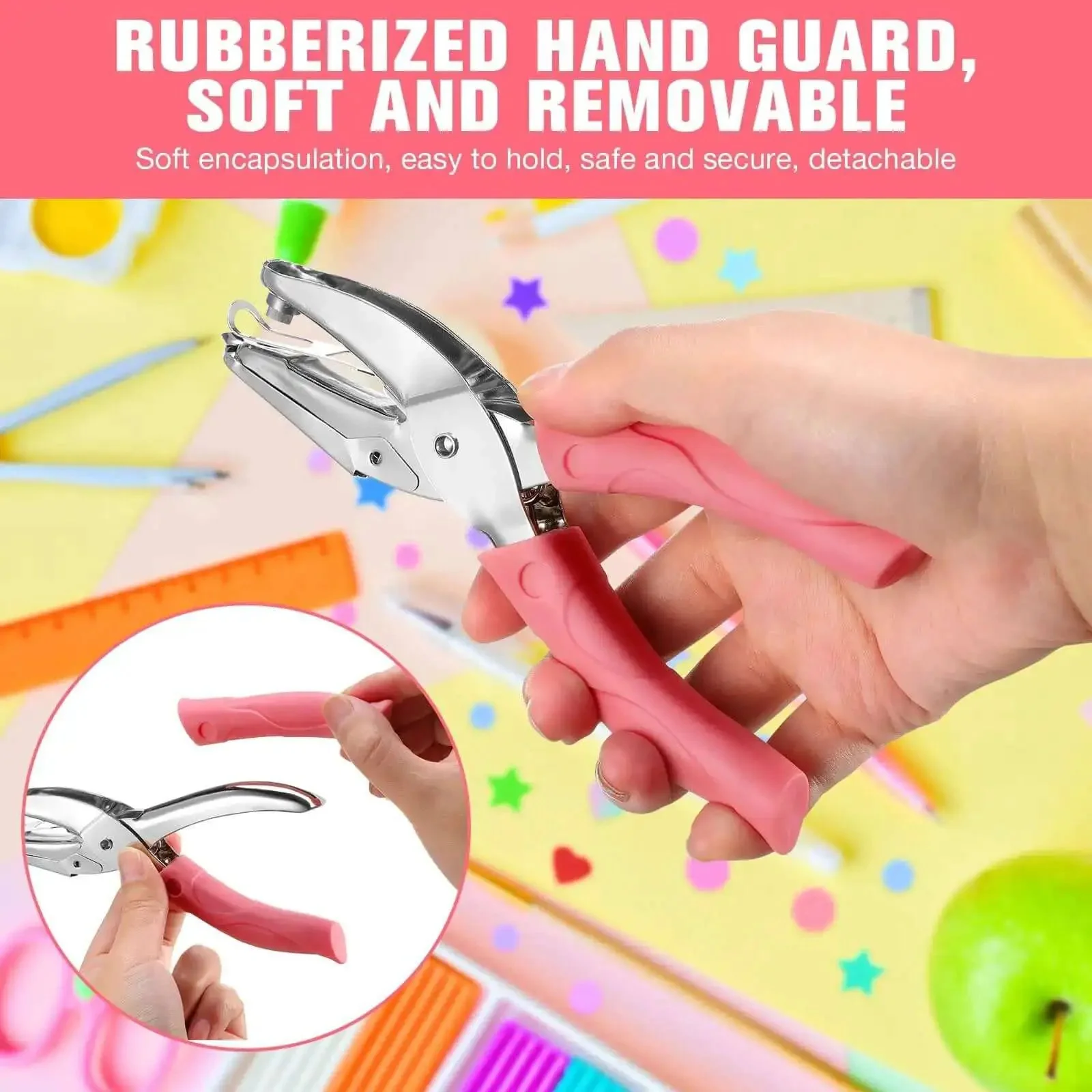 Five Piece Handy Handheld Hole Punch Set With Metal Small Punches In Circle Heart And Star Shapes Soft Grip DIY Craft Tool For Tags Clothing Tickets And Scrapbooks Ideal For Scrapbooking And Card Making - Image 4