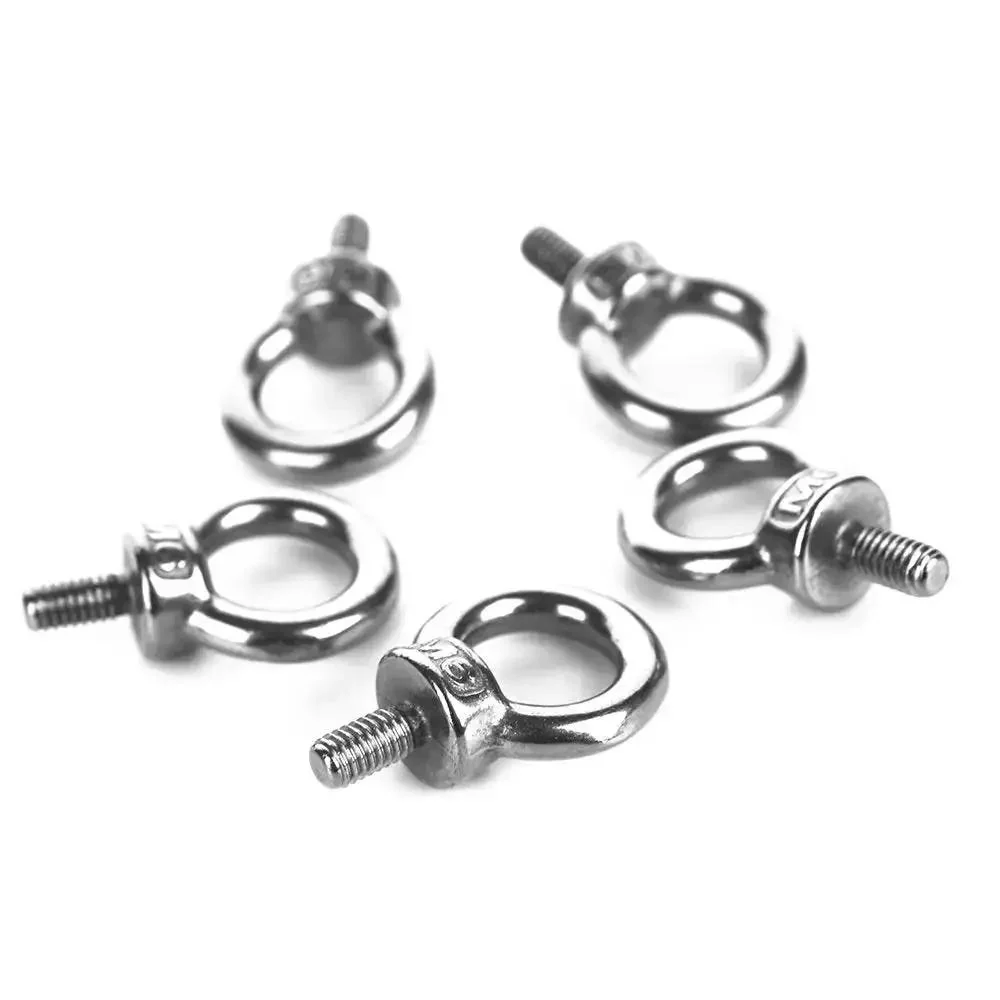 Five Piece M6 Eye Bolts Set, Stainless Steel 304 Ring Eye Bolts With Shoulder Lifting, 16 mm Ring Inner Diameter, 39 mm Overall Length, 1 mm Thread Pitch, M6 X 11 mm Thread Size, Silver - Image 2