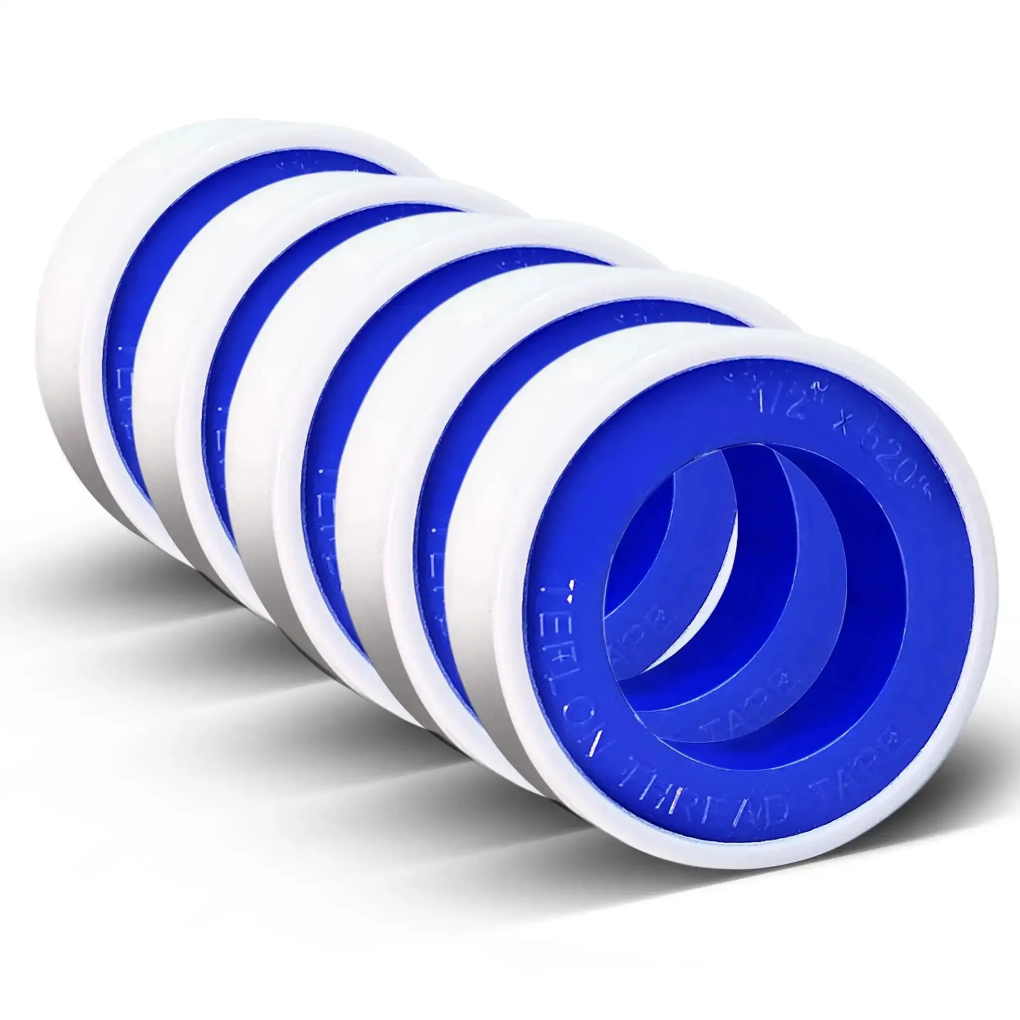 Five Roll Pack Of PTFE Thread Seal Tape One Half Inch Wide Each 520 Inches Long For Water Pipes And Shower Heads White Teflon Plumbers Tape Leak Prevention Durable High Density
