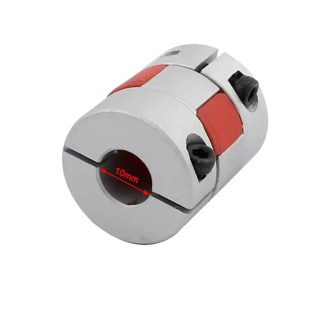 Five To Ten Millimeter Shaft Coupling Aluminum Alloy 30mm Length 25mm Diameter Plum Shaped Motor Coupler For DIY Encoder And Makers And Gearheads Red And Silver Finish Helps Absorb Misalignment And Reduce Stress Between Motor And Driven Components - Image 3