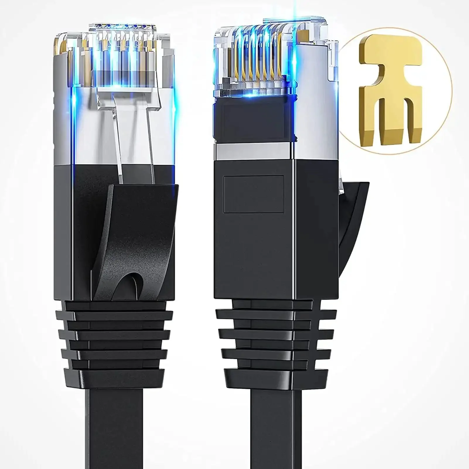 Flat Cat6 Ethernet Cable 2 Pack 6Ft High Speed Internet and Network Cable with Shielded RJ45 Connectors, Indoor Outdoor Use, Professional LAN Cable for Fast, Reliable Wired Connections - Image 5