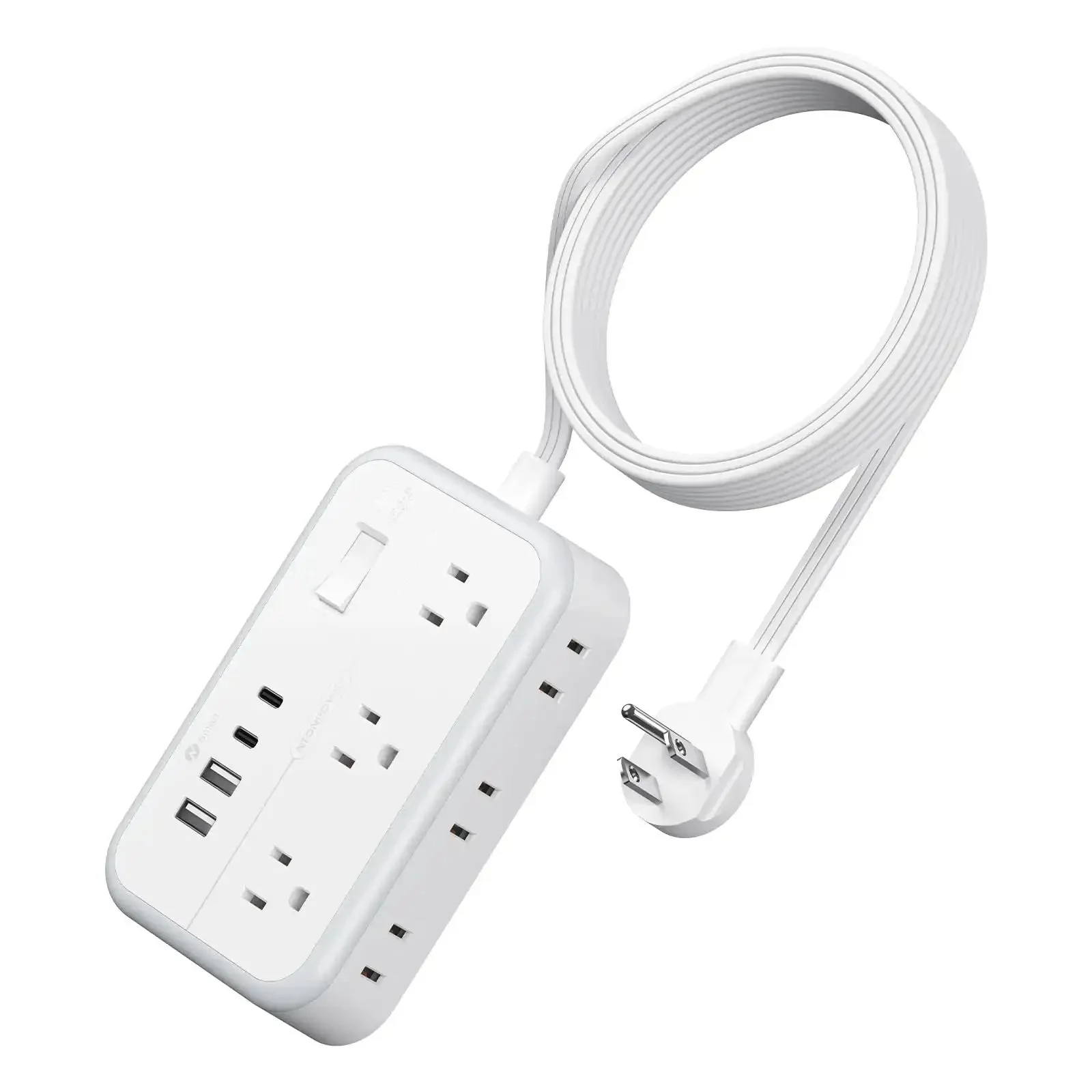 Flat Plug Power Strip With 10 Ft Cord, 6 Outlets And 4 USB Ports, Overload Protected Extension Cord For Indoor Use At Home Or Office, Long Reach And Space Saving Flat Plug Design