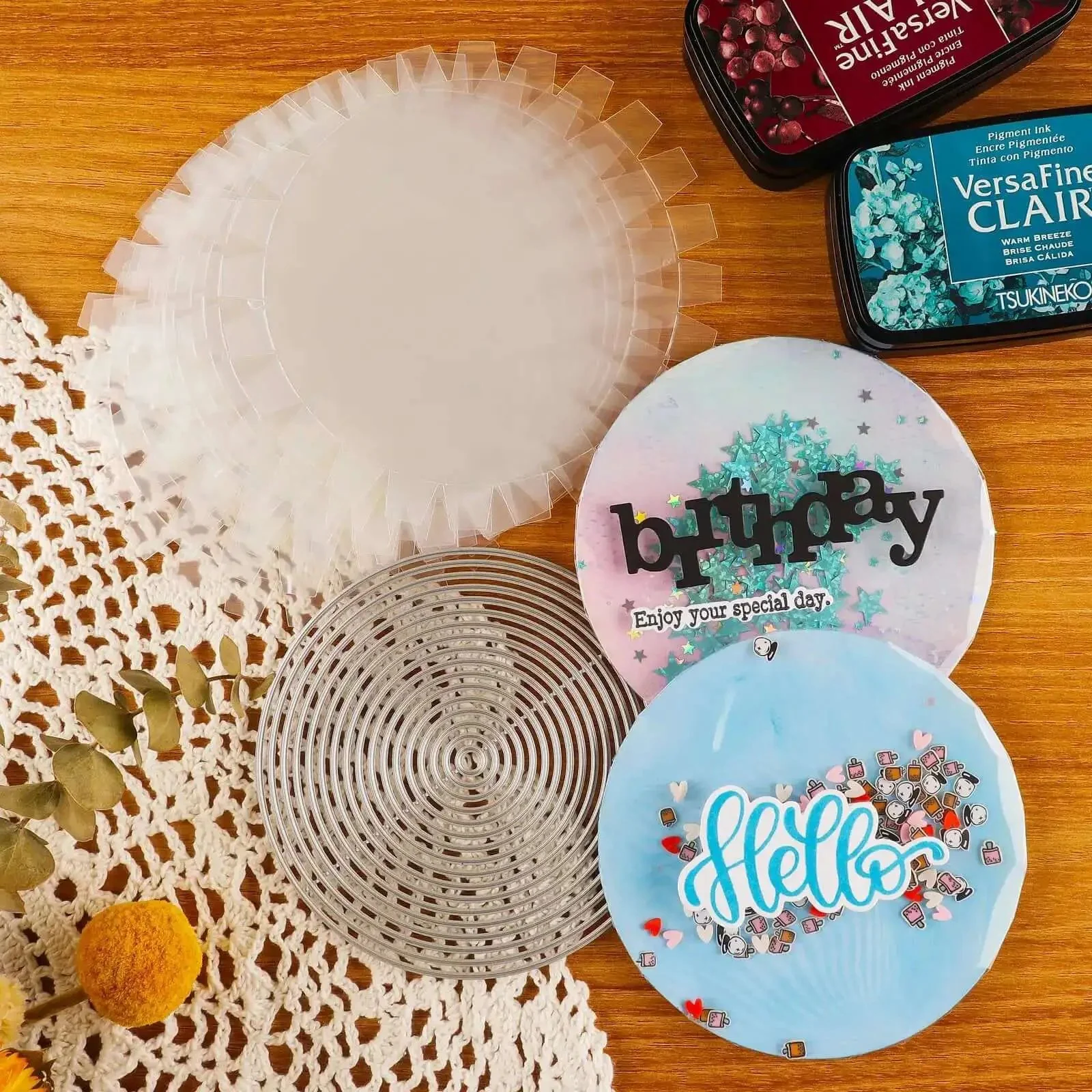Flat Shaker Covers And Nesting Circle Dies For Shaker Card Making And DIY Scrapbooking With Clear Acetate Sheets Metal Cutting Dies Punch Template And Die Cuts For Album Decor - Image 4