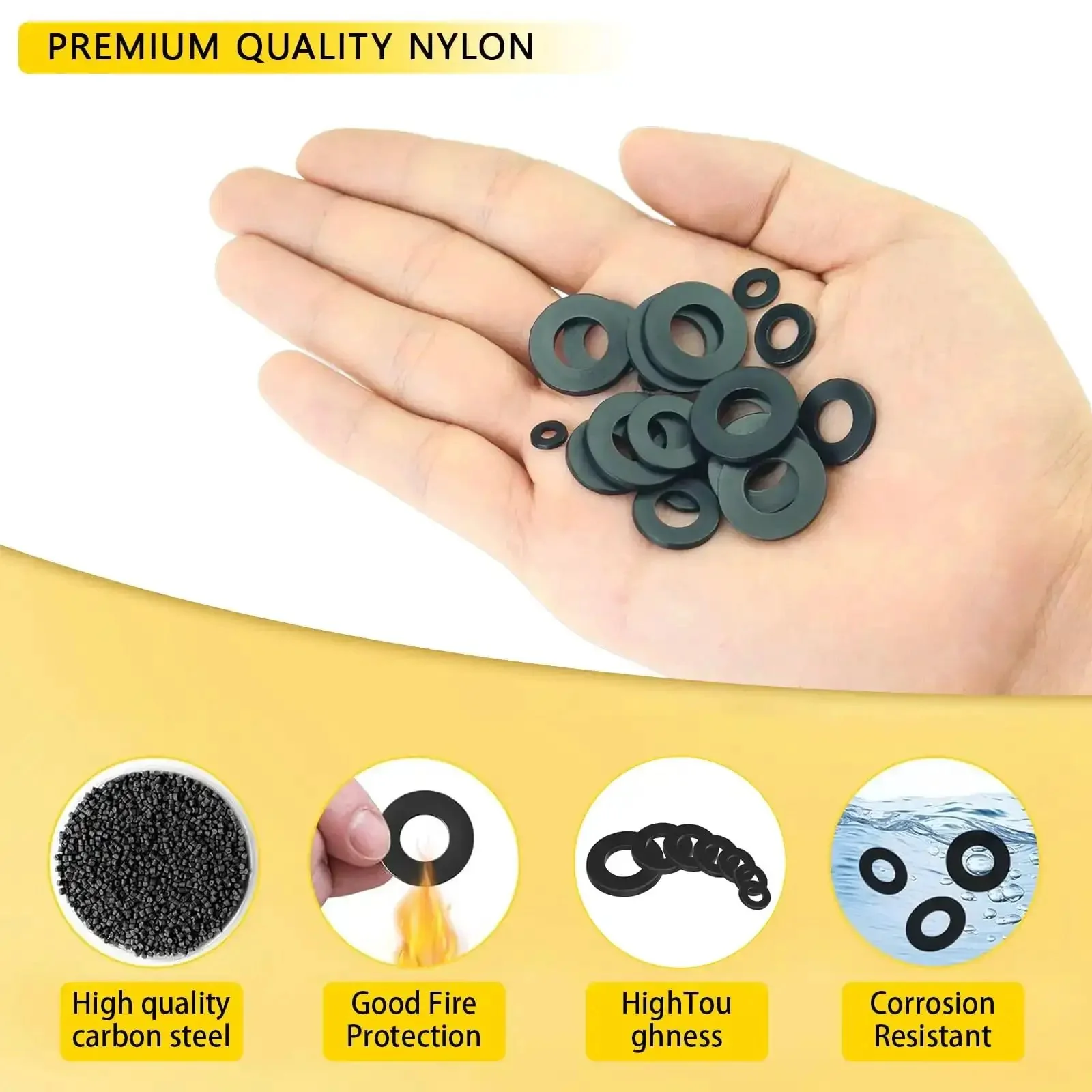 Flat Washer Kit 1100 Pcs Black Zinc Plated Assorted Washers In 9 Sizes M2.5 By 0.2mm, M2.5 By 6mm, M3 By 7mm, M4 By 7mm, M5 By 10mm, M6 By 12mm, M8 By 16mm, M10 By 19mm, M12 By 24mm For Furniture, Mechanical Repairs And DIY Projects - Image 3