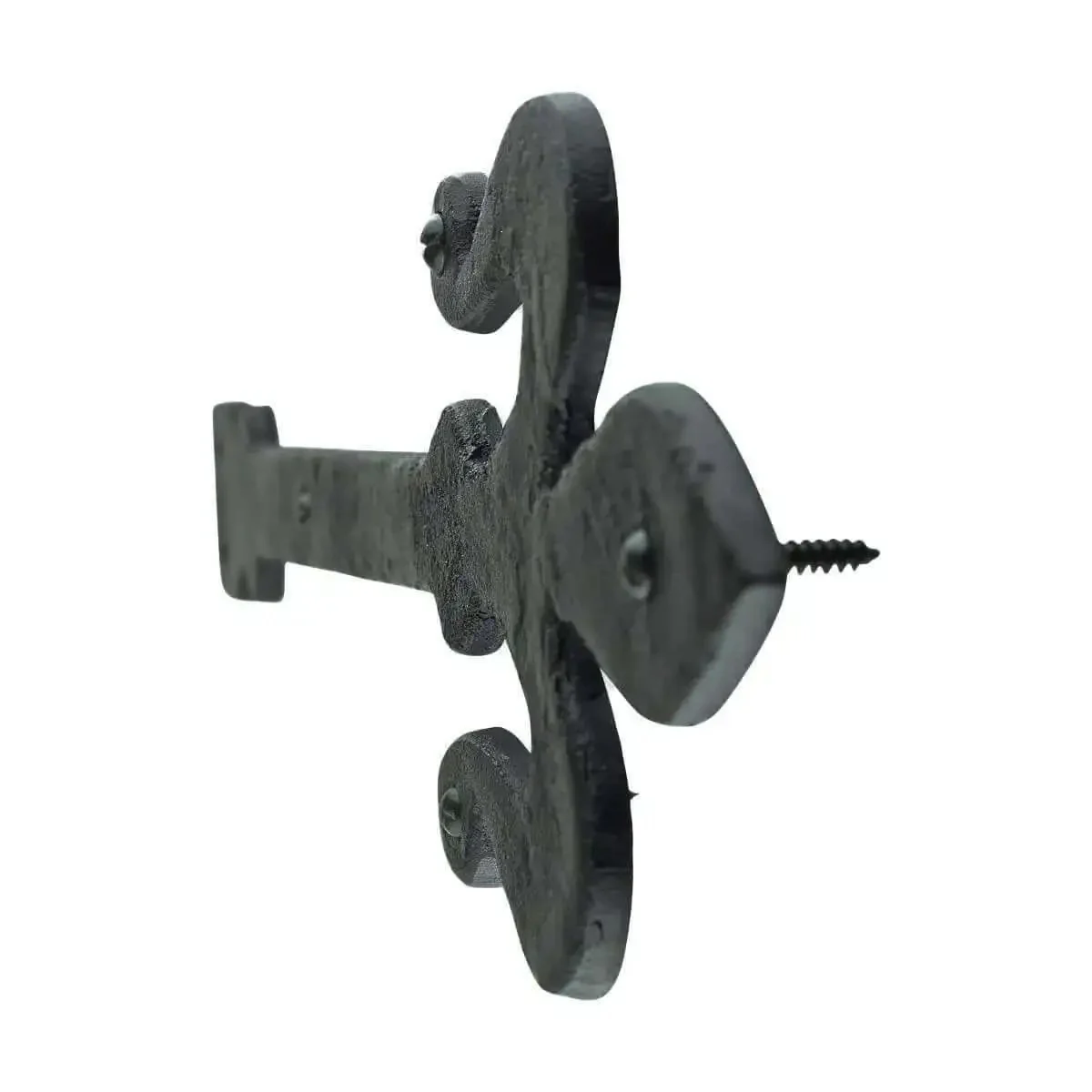Fleur De Lis Wrought Iron Dummy Strap Hinge 16 Inch Black Decorative Hardware For Doors Cabinets Shutters Garage Door Decor With Mounting Screws Pack Of 10 - Image 2