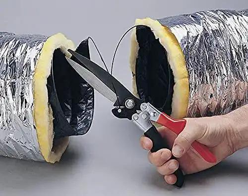 Flex Duct Shear With Built-In Wire Cutter, Four And Three Eighths Inch Cut Capacity, 12 Inch Length, Cuts Insulated Flexible Round Duct And Duct Liner Wire Rib Coil, Thumb Operated Latch, Smooth Scissor Action, Heavy Duty Construction - Image 2