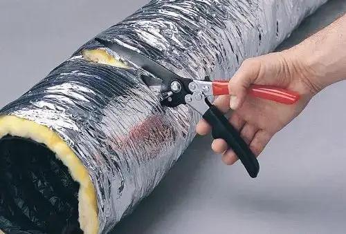 Flex Duct Shear With Built-In Wire Cutter, Four And Three Eighths Inch Cut Capacity, 12 Inch Length, Cuts Insulated Flexible Round Duct And Duct Liner Wire Rib Coil, Thumb Operated Latch, Smooth Scissor Action, Heavy Duty Construction - Image 3