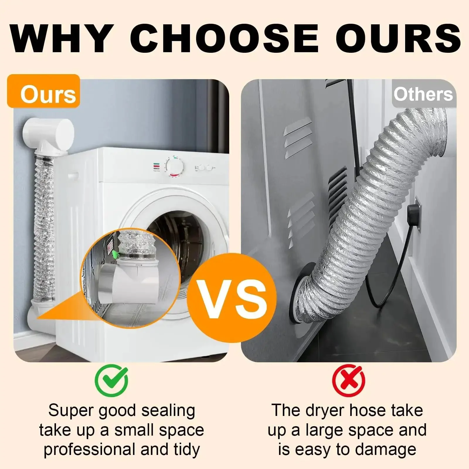 Flexible 4 Inch Dryer Vent Hose Kit For Tight Spaces With Double 90 Degree Elbow And 9.84 Ft Aluminum Exhaust Hose Indoor Use Vacuum Hose Connector Attachment Easy Install For Home Laundry Rooms And Small Spaces - Image 8