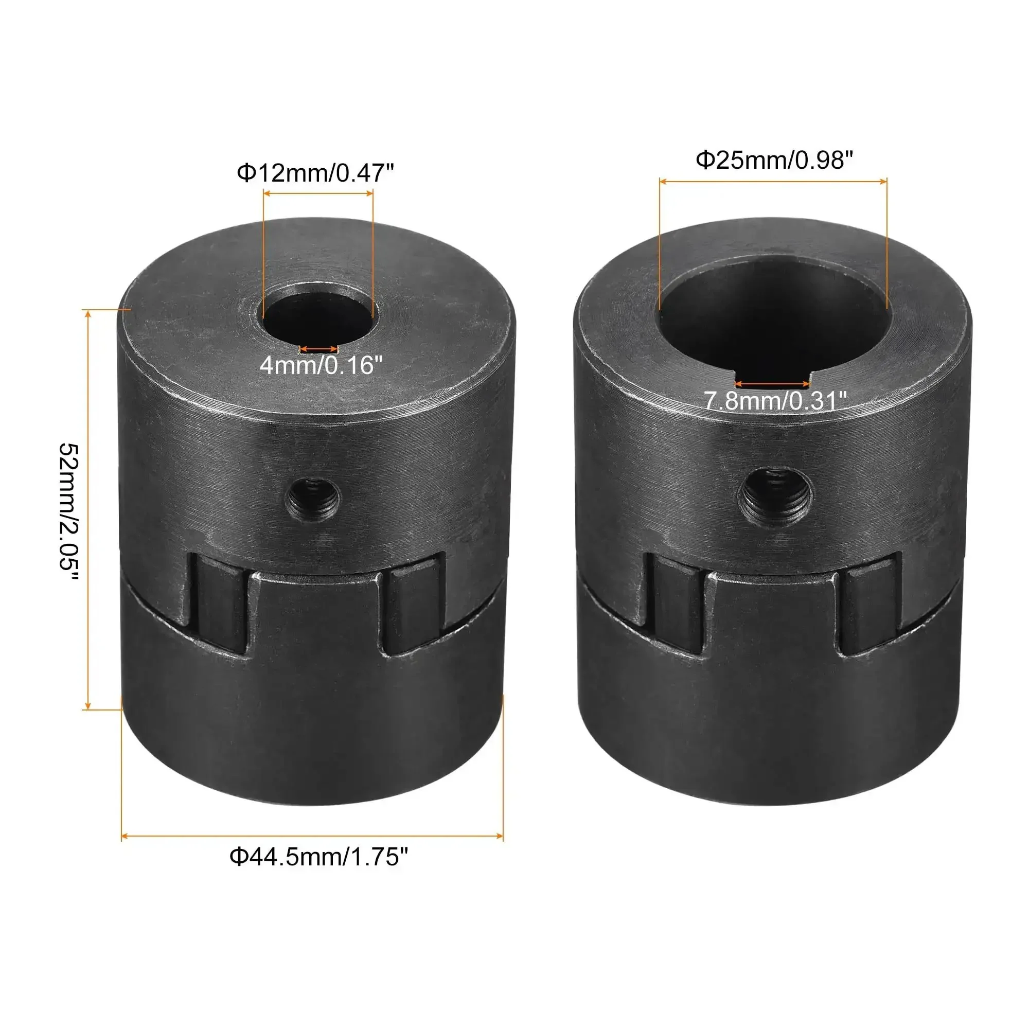 Flexible Coupling Shaft 12mm To 25mm Bore Motor Coupler Joint For Servo And Stepper Motors, 52mm Long, 44.5mm OD, 4mm Or 7.8mm Slot Width, 45 Steel Pro Grade, Connects Encoders And Screw Drives With Easy Alignment And Vibration Dampening - Image 5