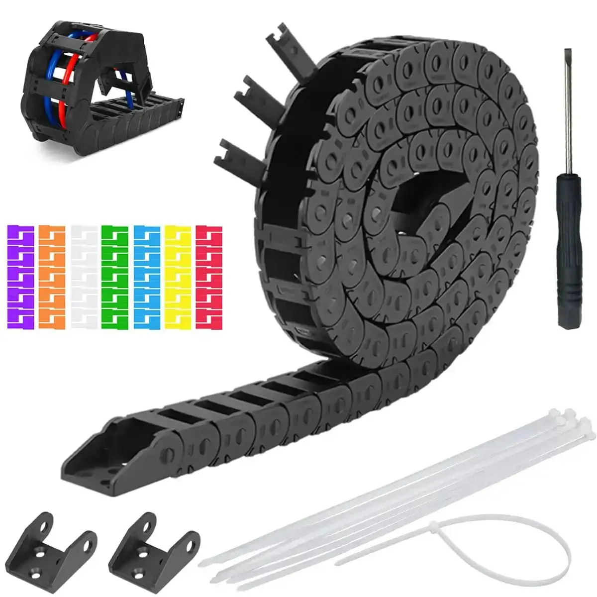 Flexible Drag Chain Cable Wire 10x15mm Internal Size Black Open Type For CNC Routers, Mills And 3D Printers, 1 Meter Length, Low Noise, Smooth Cable Management
