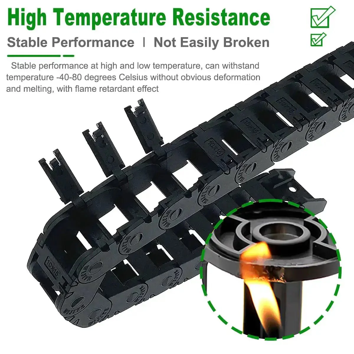 Flexible Drag Chain Cable Wire 10x15mm Internal Size Black Open Type For CNC Routers, Mills And 3D Printers, 1 Meter Length, Low Noise, Smooth Cable Management - Image 3