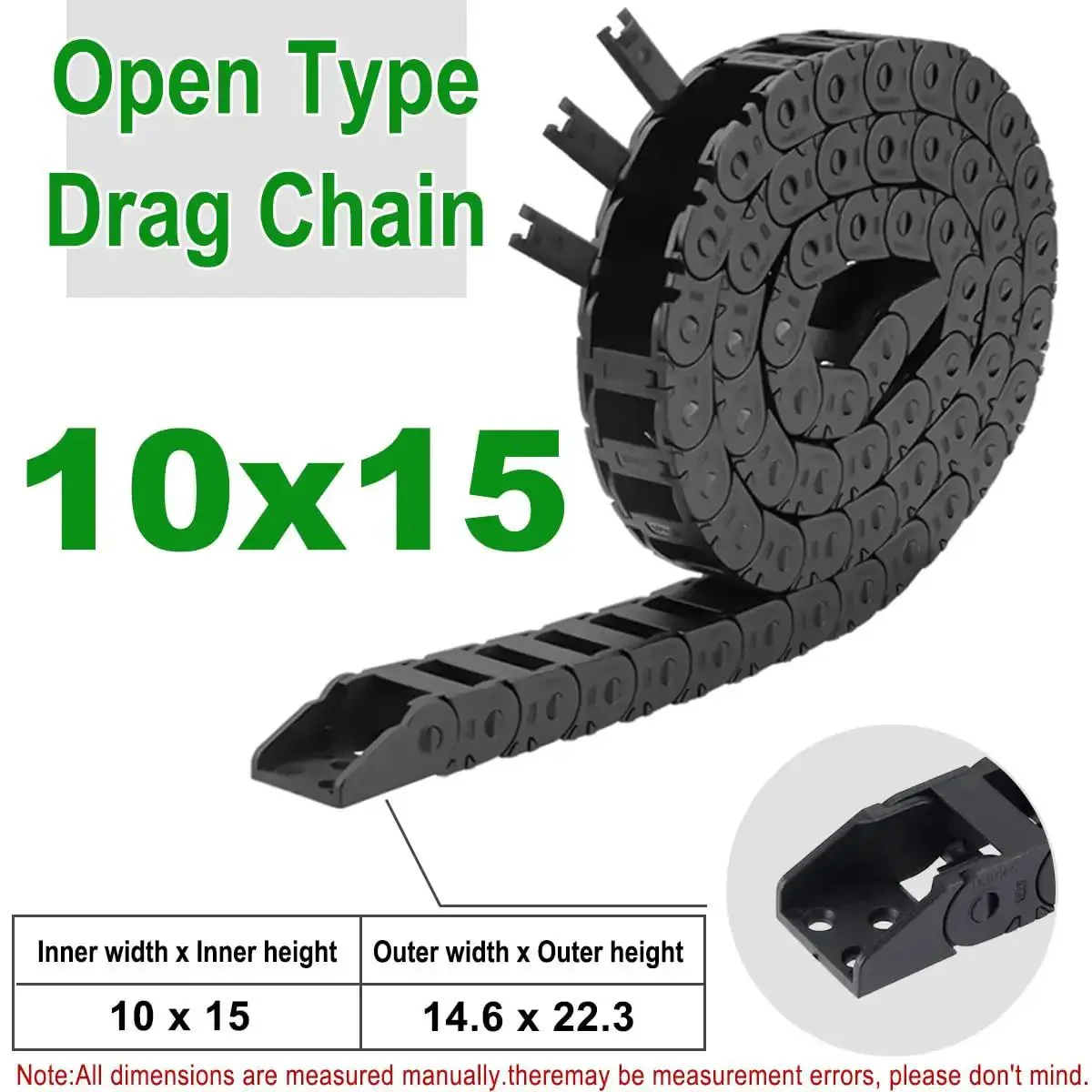 Flexible Drag Chain Cable Wire 10x15mm Internal Size Black Open Type For CNC Routers, Mills And 3D Printers, 1 Meter Length, Low Noise, Smooth Cable Management - Image 4