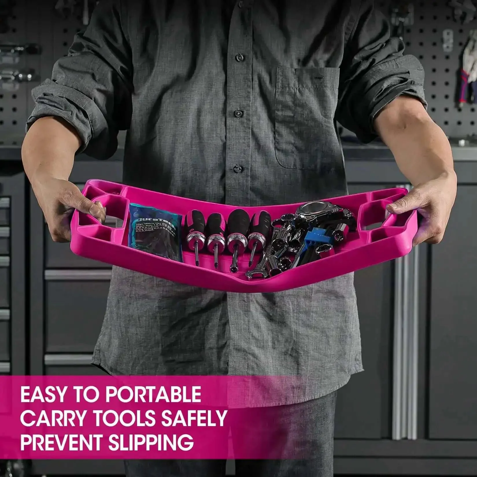 Flexible Silicone Tool Tray 3 Pack For Mechanics And Your Home Shop, Heat And Chemical Resistant Tool Organizer In Pink, Large 19.92 X 10.43 Inches, Medium 24.7 X 21.3 Inches, Small 9.72 X 5.71 Inches For Wrenches Hammers Screwdrivers Sockets - Image 4