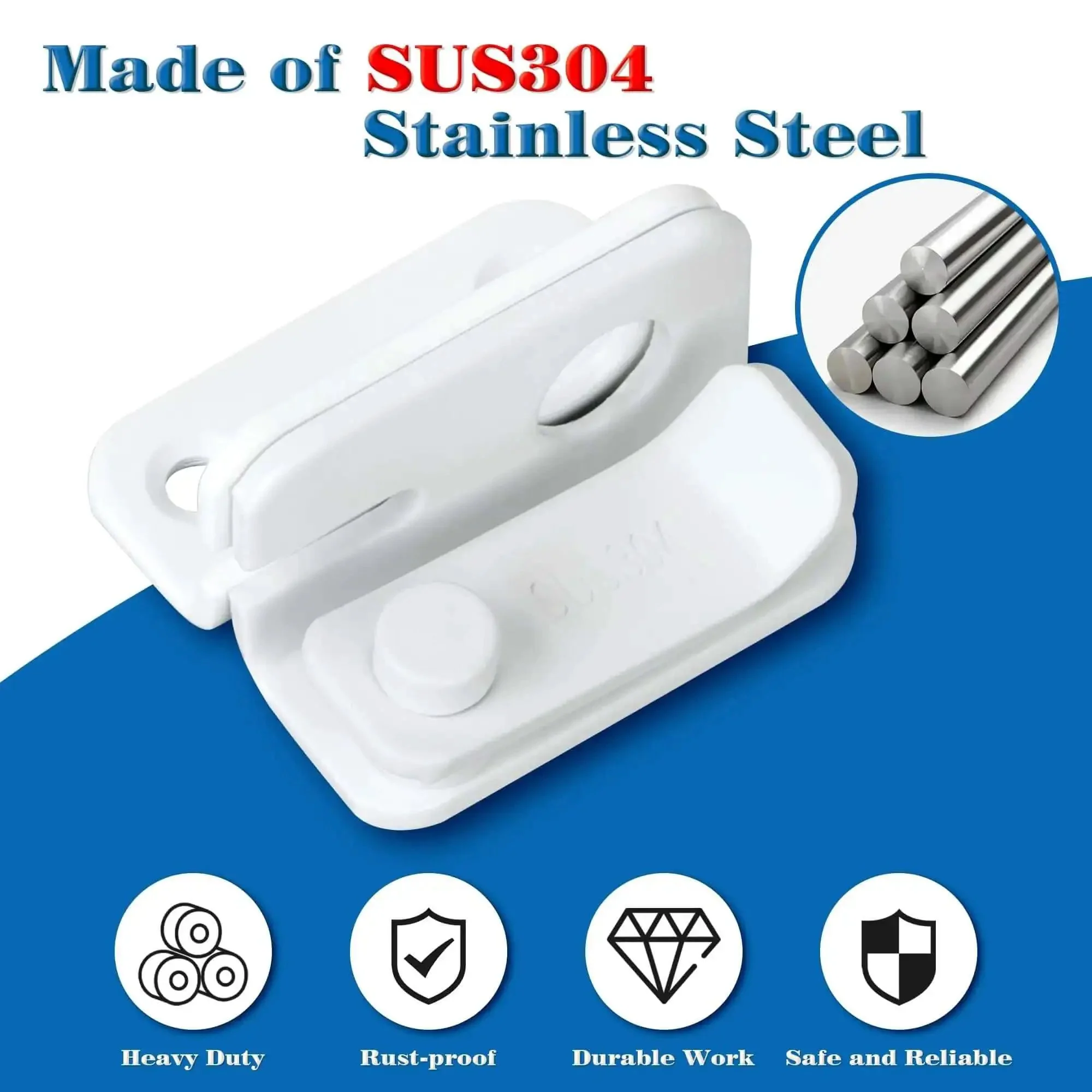 Flip Gate Latch Beefy Lock With Slide Bolt For Barn Fence Gate Cabinet Pet Cage Door Safety Catch Matte White Rust Resistant SUS304 Stainless Steel Durable Hardware MS5007W - Image 5