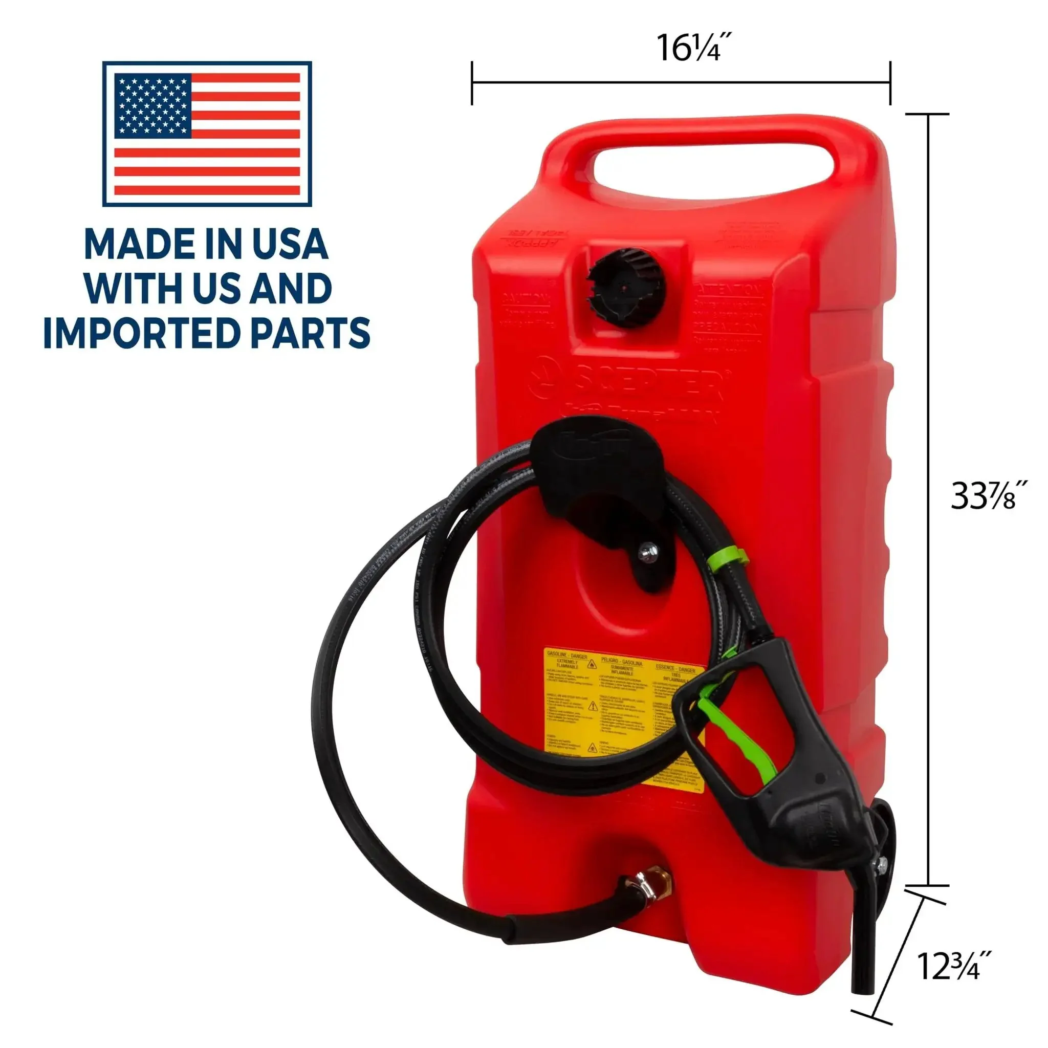 Flo N Go 14 Gallon Gas Caddy On Wheels With 53 Liter Portable Fuel Tank And Built In 10 Foot Hose And Fuel Transfer Pump For Lawn Mowers Farm Boats Marine Commercial And Home Use Red - Image 12