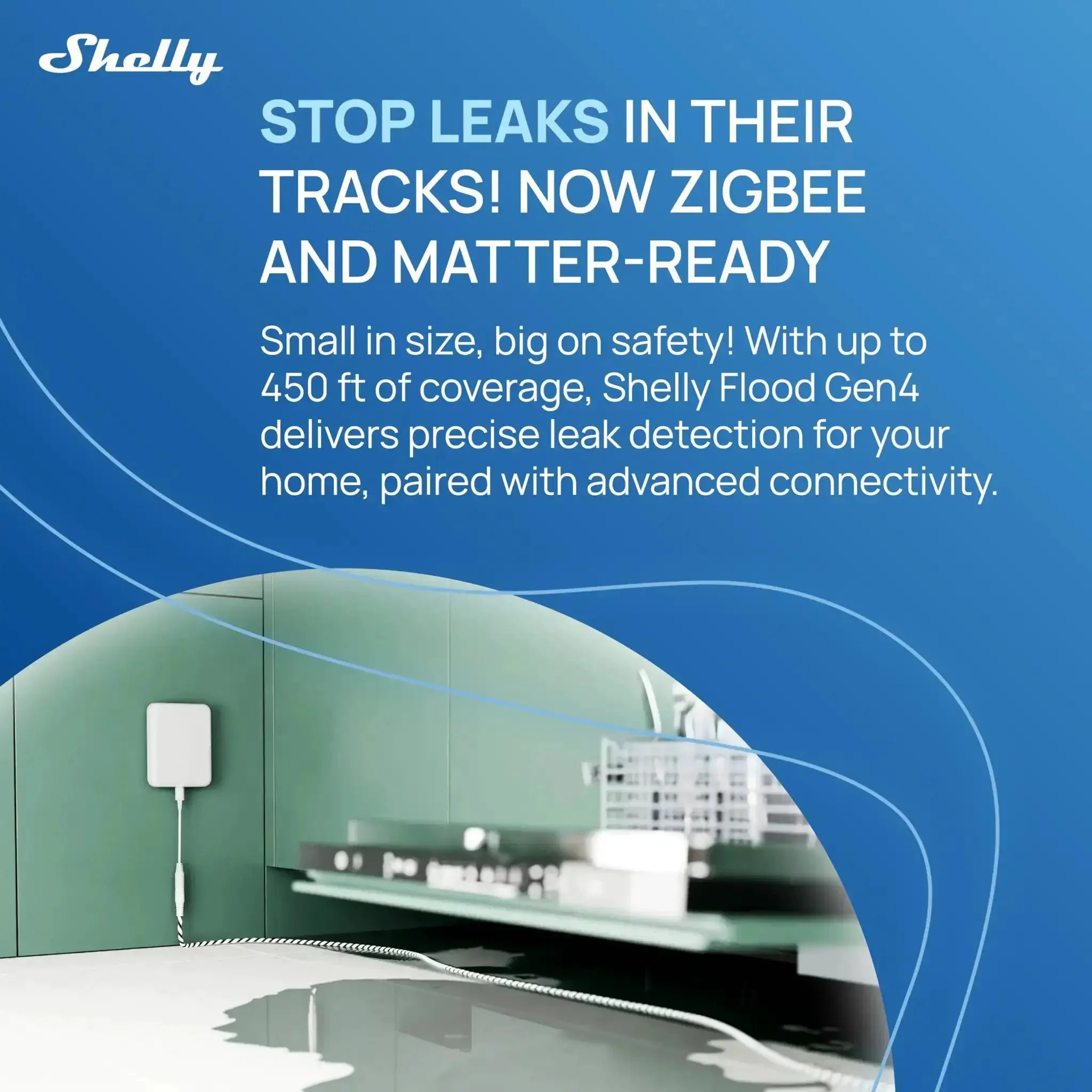Flood Gen4 Smart Flood Sensor With Leak Cable, WiFi Bluetooth Zigbee Matter, Real Time Water Leak Alerts, Works With Alexa, Google Home, SmartThings, Apple HomeKit, IP44 Weatherproof - Image 7