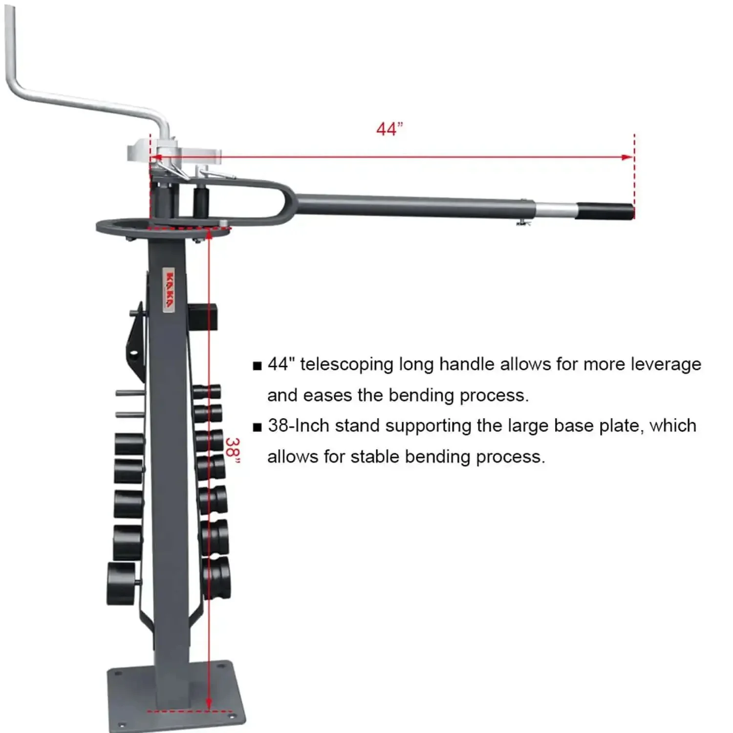 Floor Type Compact Metal Bender With 38 Inch Stand And Large Base Plate 14 Dies Truck Ready Portable Heavy Duty Bender For Flat Square And Round Metals UBM 30 For Workshop And Mobile Use - Image 7
