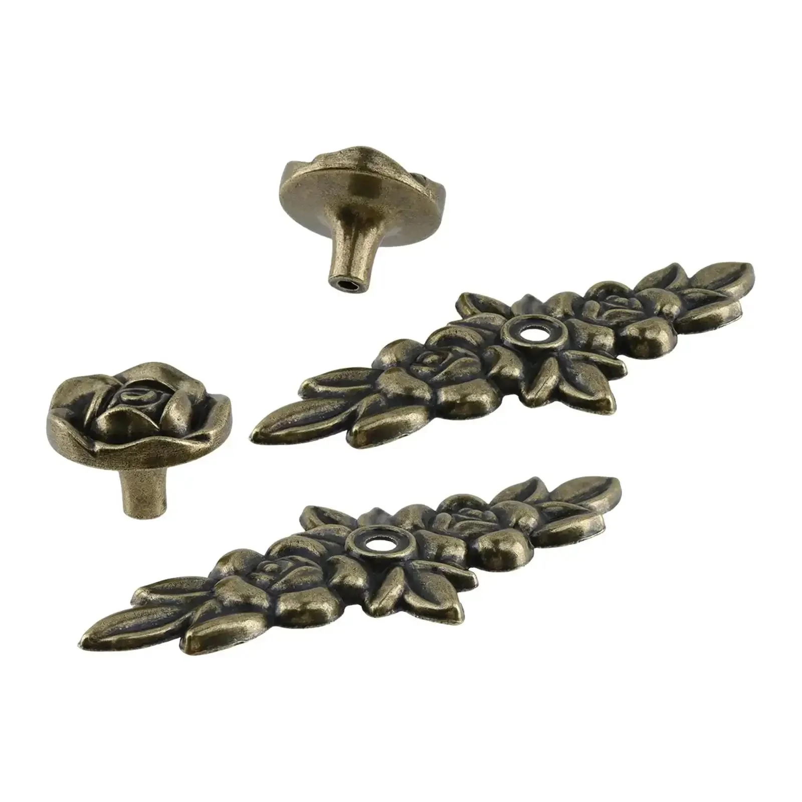 Floral Ivory Decorative Cabinet Knobs Set of 4 With Backplates for Dresser Vanity Nightstand Wardrobe Zinc Alloy Flower Drawer Pulls in Golden Yellow Finish - Image 4
