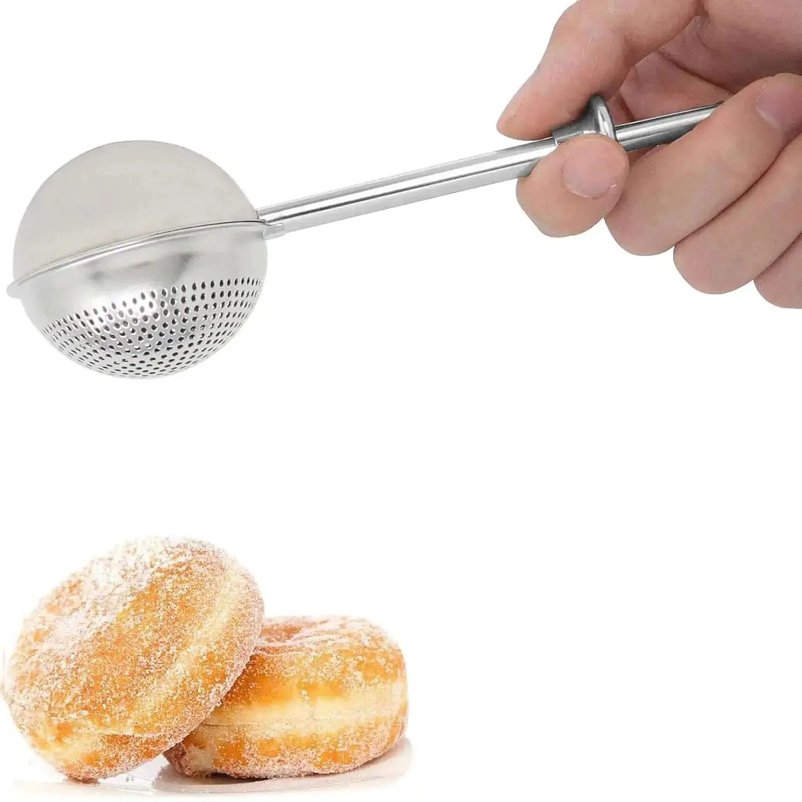 Flour Duster For Baking One Handed Operation Stainless Steel Powdered Sugar Shaker Duster Pick Up And Dust Flour Sifter Great For Cocoa Powder And Powdered Sugar No Mess Gift Package Included