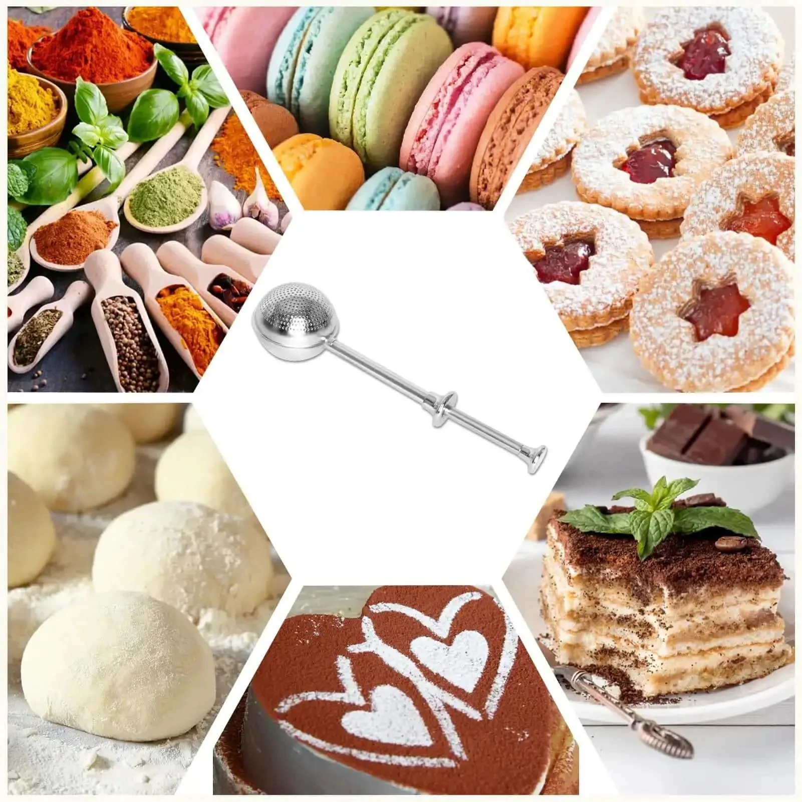 Flour Duster For Baking One Handed Operation Stainless Steel Powdered Sugar Shaker Duster Pick Up And Dust Flour Sifter Great For Cocoa Powder And Powdered Sugar No Mess Gift Package Included - Image 6