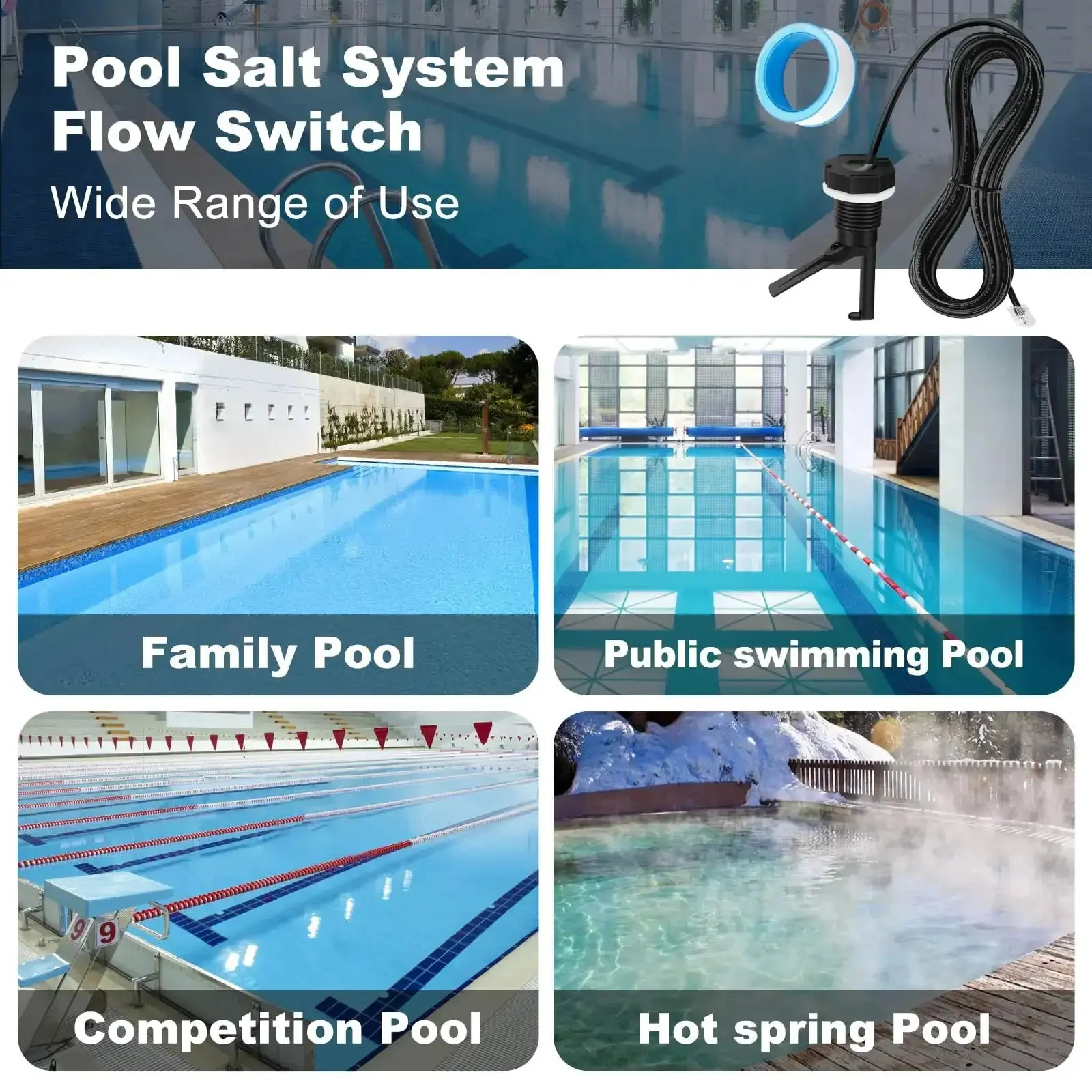 Flow Switch For Hayward Goldline Aquarite Salt Systems With 15 Foot Cable Direct Replacement For GLXFLORP Easy Install And Protects Salt Cell And Chlorine Generator Works With Aqua Rite Pro Logic Aqua Logic - Image 2
