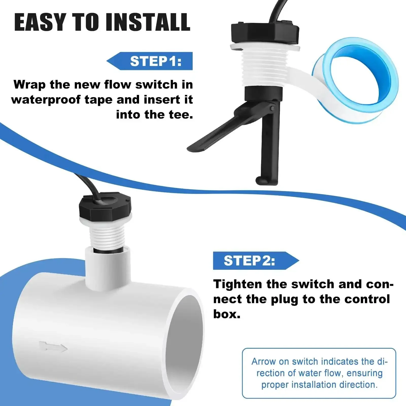 Flow Switch For Hayward Goldline Aquarite Salt Systems With 15 Foot Cable Direct Replacement For GLXFLORP Easy Install And Protects Salt Cell And Chlorine Generator Works With Aqua Rite Pro Logic Aqua Logic - Image 4