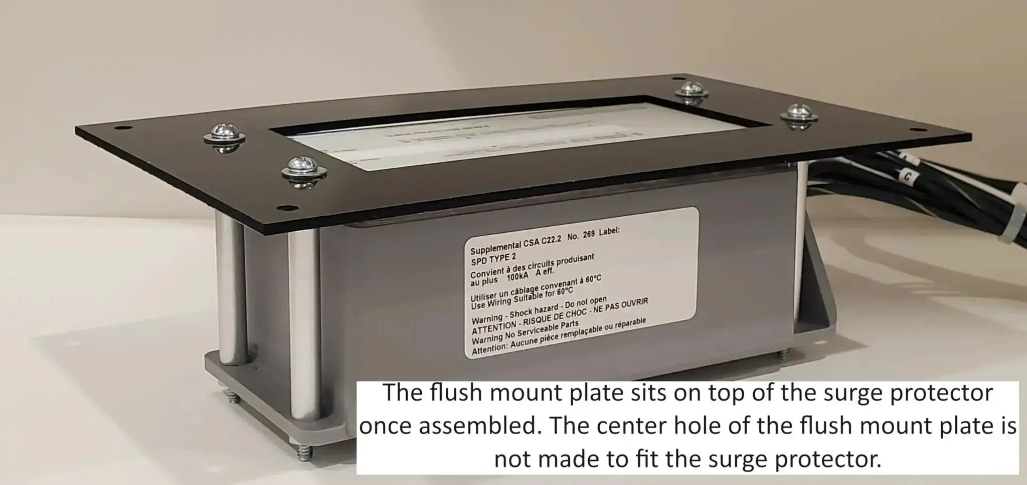 Flush Mount Plate For Whole House Surge Protector Wall Mount Accessory For FS060 FS100 FS140 Acrylic Black Drywall Installation Includes Mount Plate Spacer Rods Screws Washers Nuts - Image 4